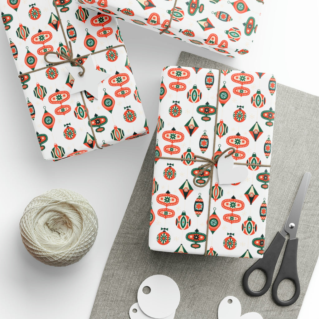 Atomic Retro Christmas Ornaments Atomic Retro Style Christmas Holiday Gift Wrap Paper - Glossy Or Matte
