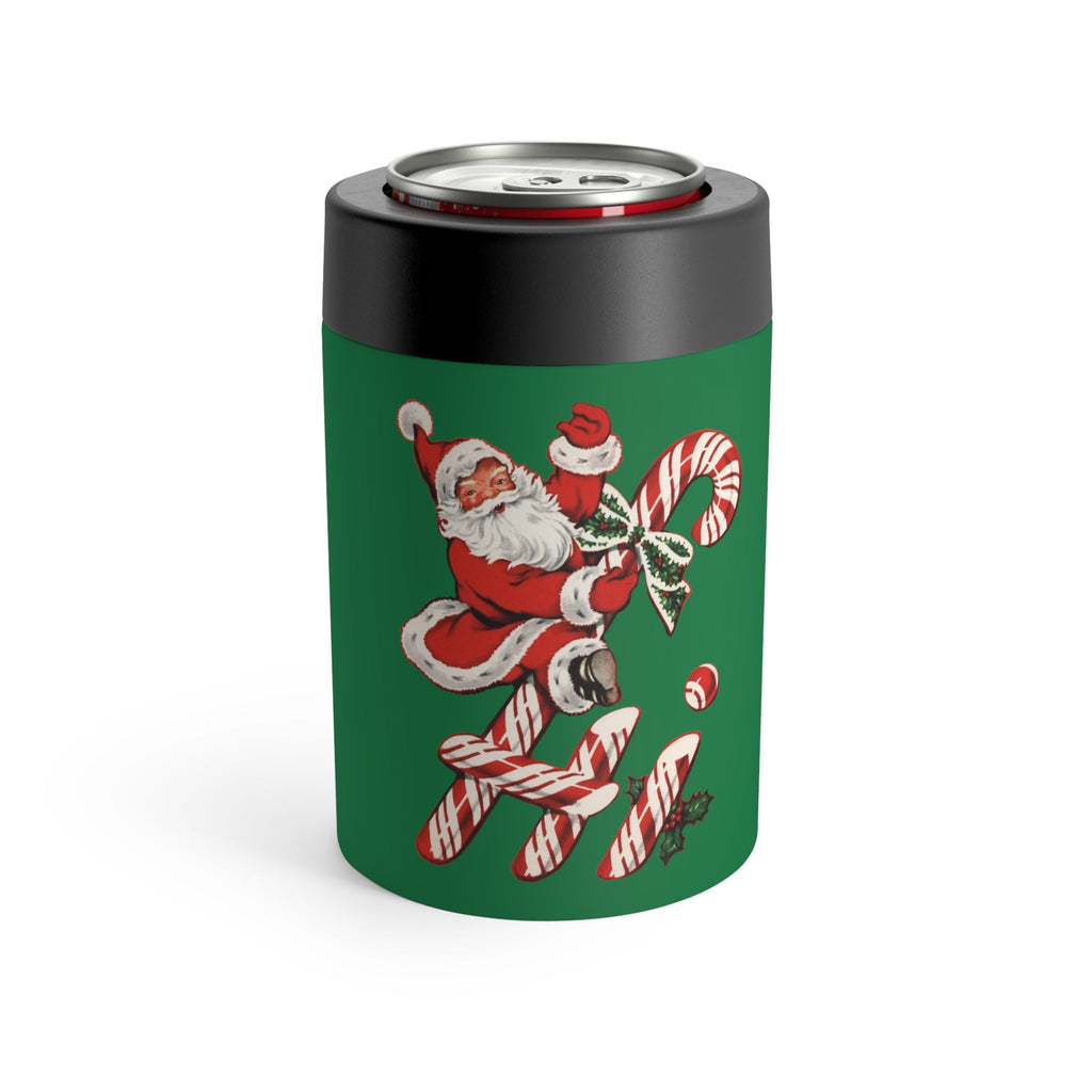 Hi Santa On Candy Cane Mid Century Retro Christmas Print Stainless Steel Can Holder