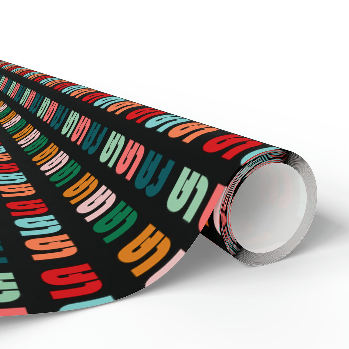 Fa La La La Black Retro Style Christmas Print Holiday Gift Wrap Paper - Glossy Or Matte