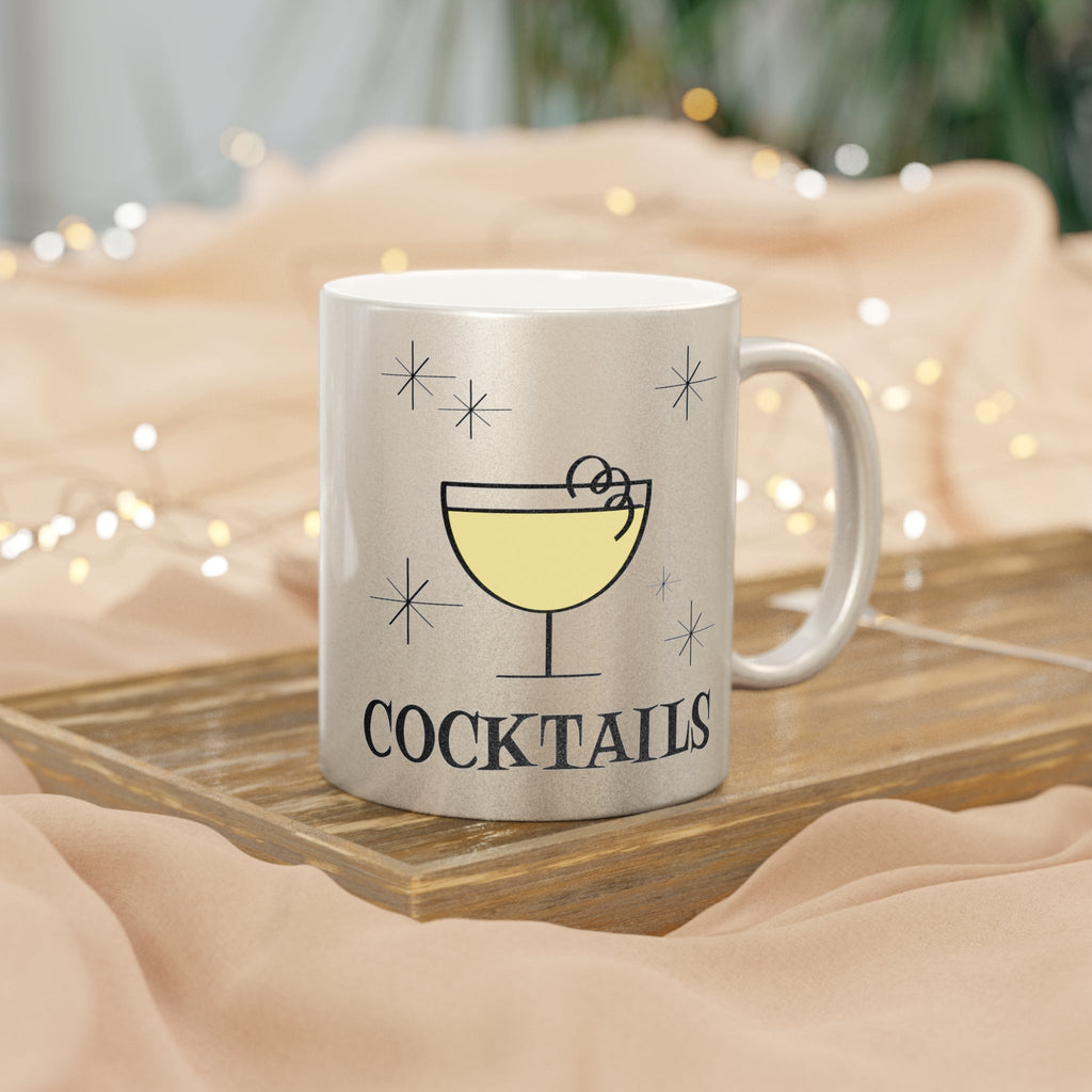 Cocktails Retro Style Silver Metallic Mug