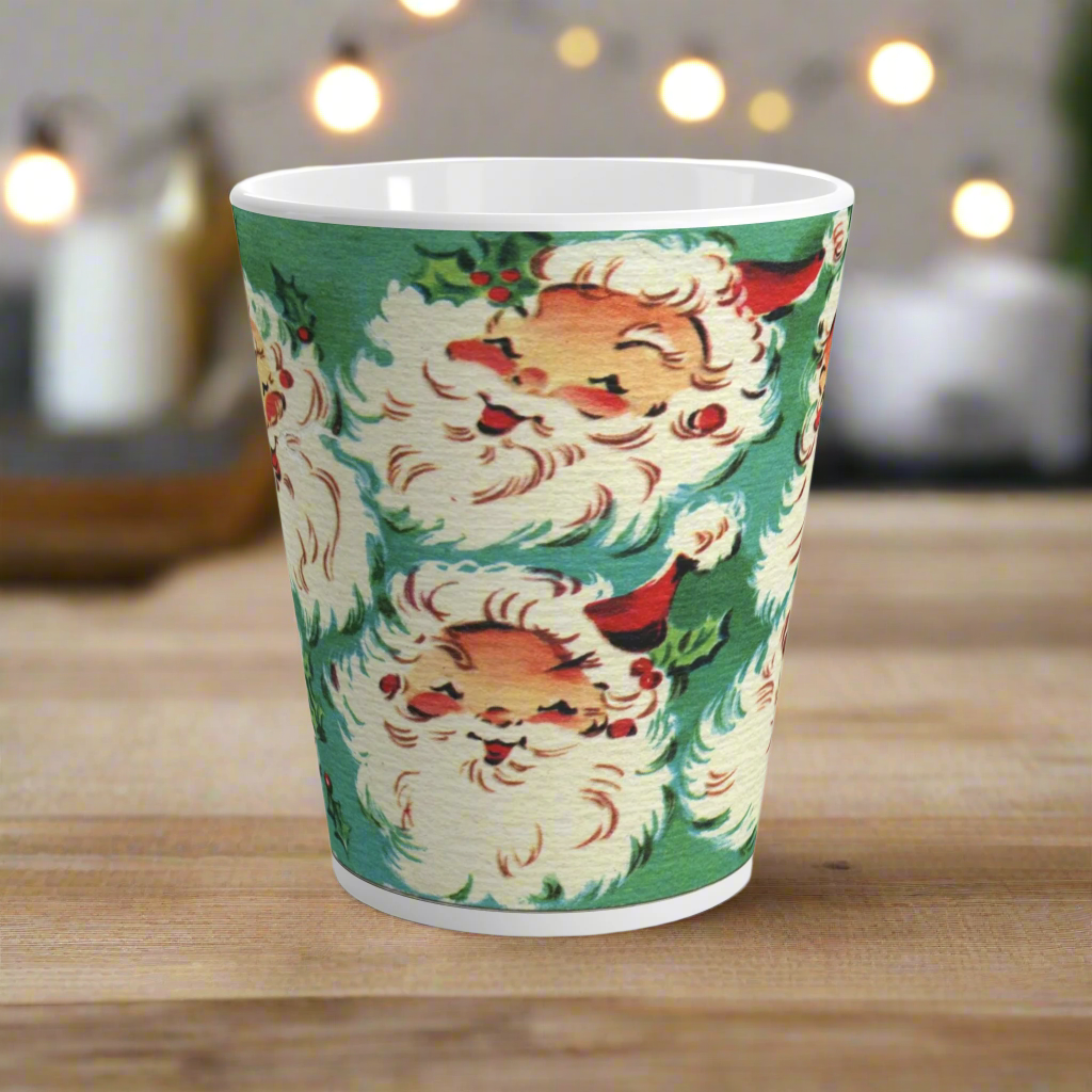 Cute Laughing Santas Retro Christmas Latte Coffee Mug