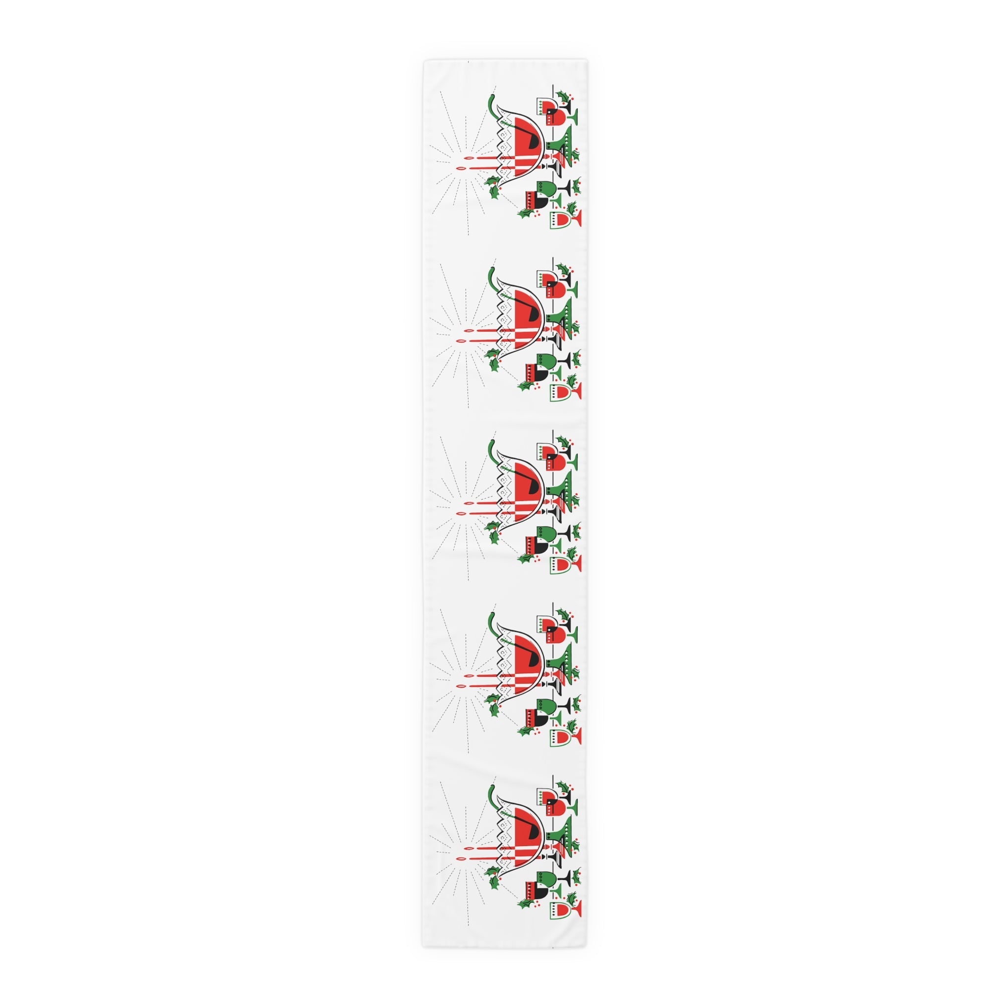 Christmas Cocktails Punchbowl 50s Mid Century Retro Christmas Print Home Decor Cotton Poly Table Runner