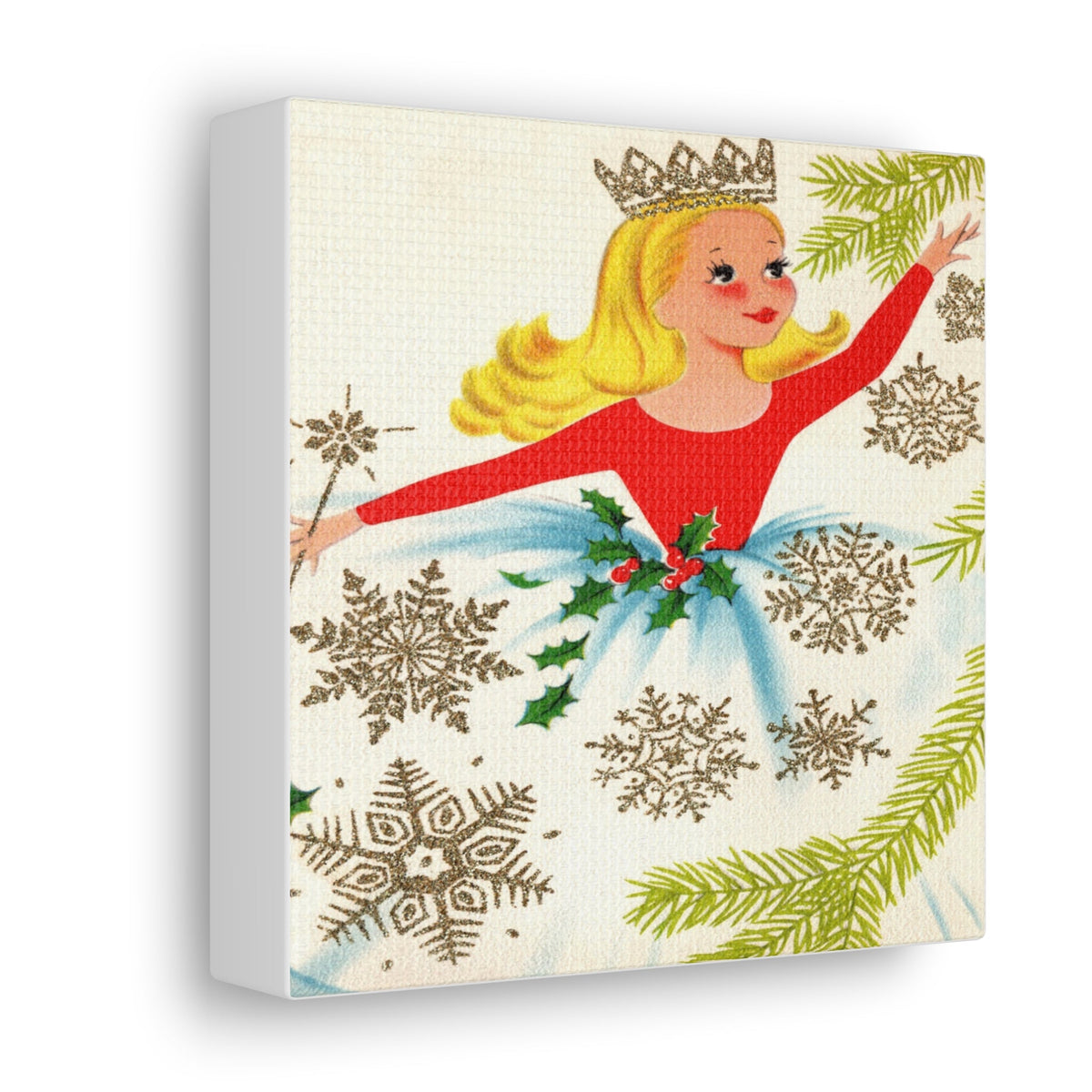 Christmas Fairy 50s Mid Century Retro Christmas Print Canvas Gallery Wrap
