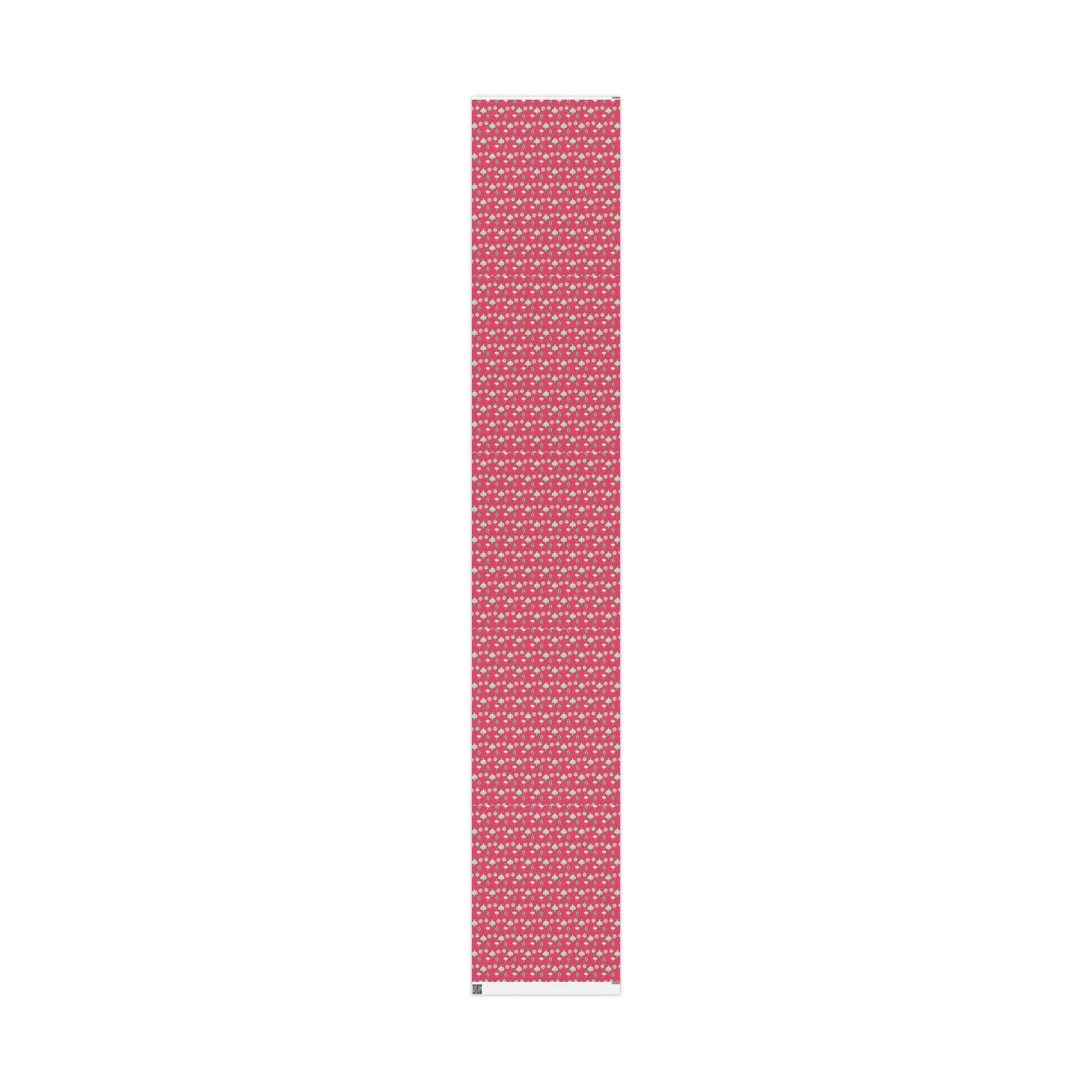 Greetings Christmas Ornaments Pink Retro Style Christmas Holiday Gift Wrap Paper - Glossy Or Matte