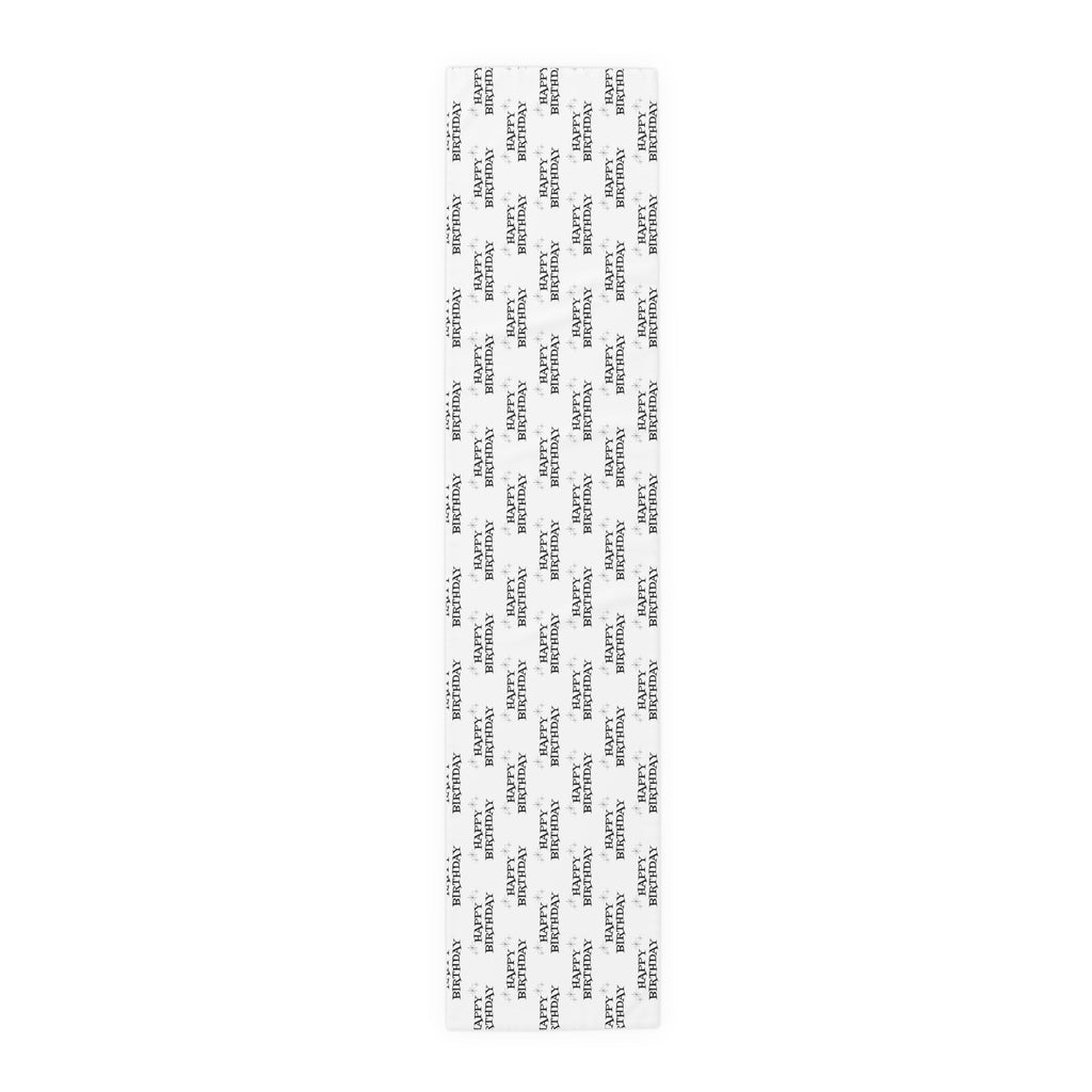 Happy Birthday Atomic Mid Century Retro Style Print Cotton Poly Table Runner
