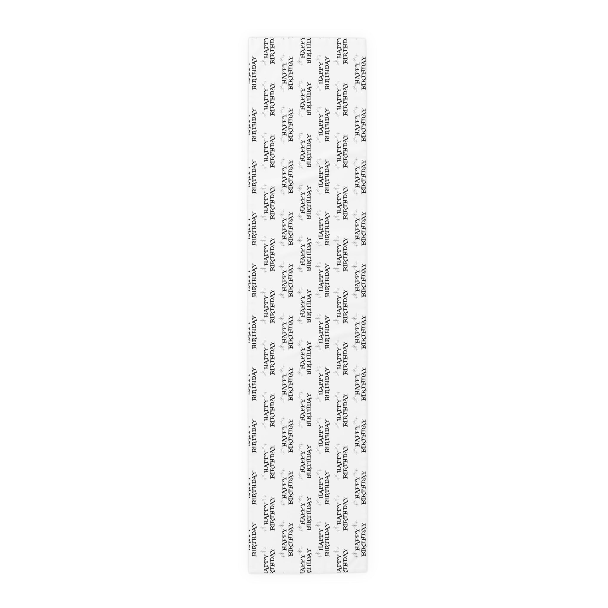 Happy Birthday Atomic Mid Century Retro Style Print Cotton Poly Table Runner