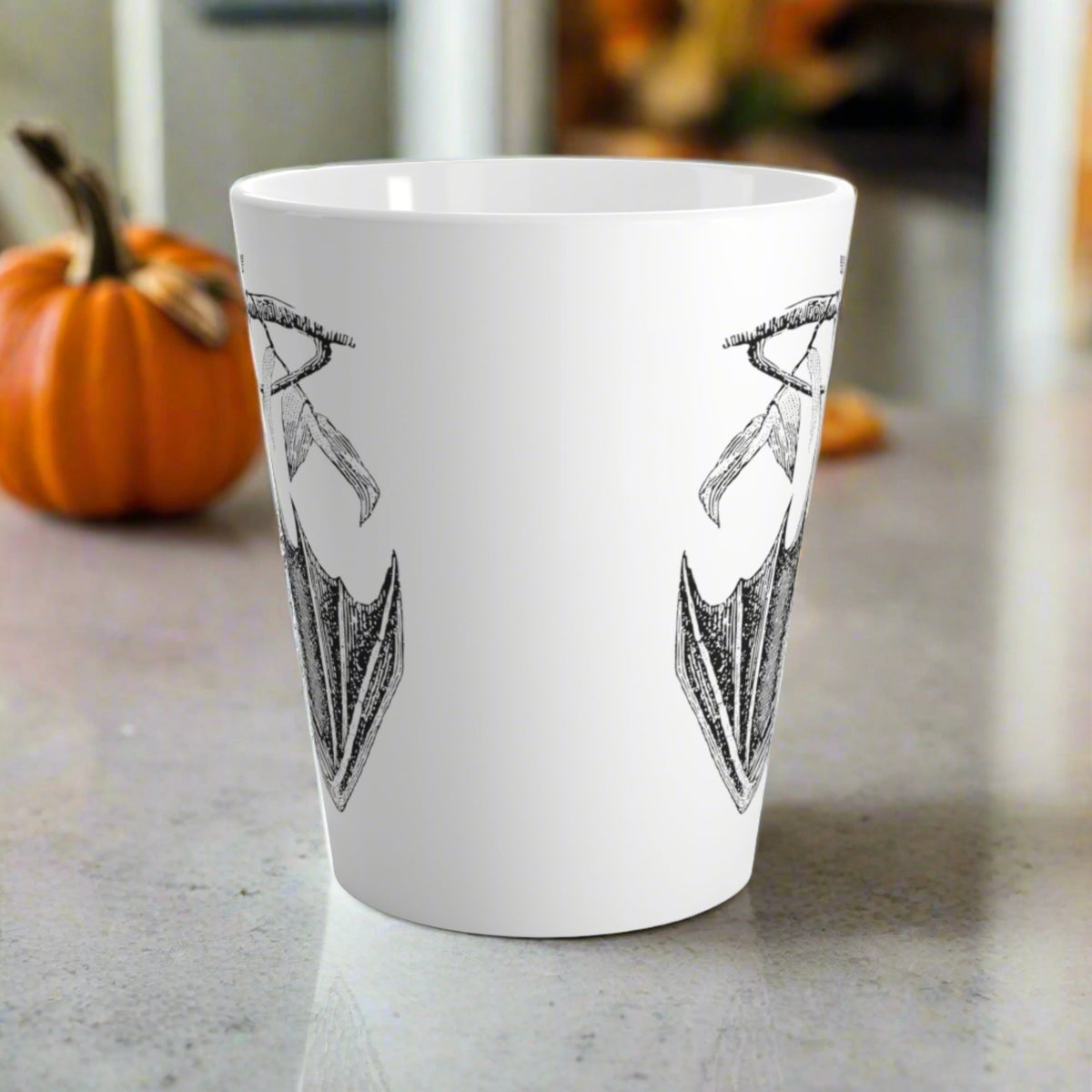 Retro Bat Halloween Print Latte Coffee Mug