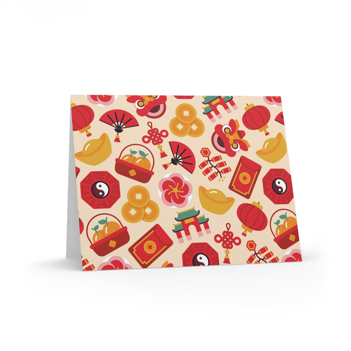 Lunar New Year Of The Dragon Spring Festival Holiday Matte Greeting Cards (8, 16, and 24 pcs)