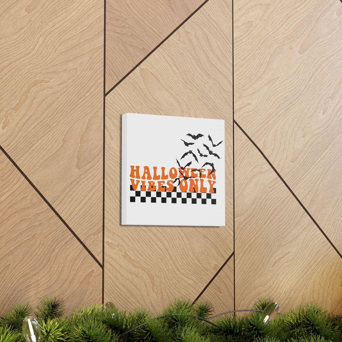 Halloween Vibes Only Bats Retro Style Canvas Gallery Wrap