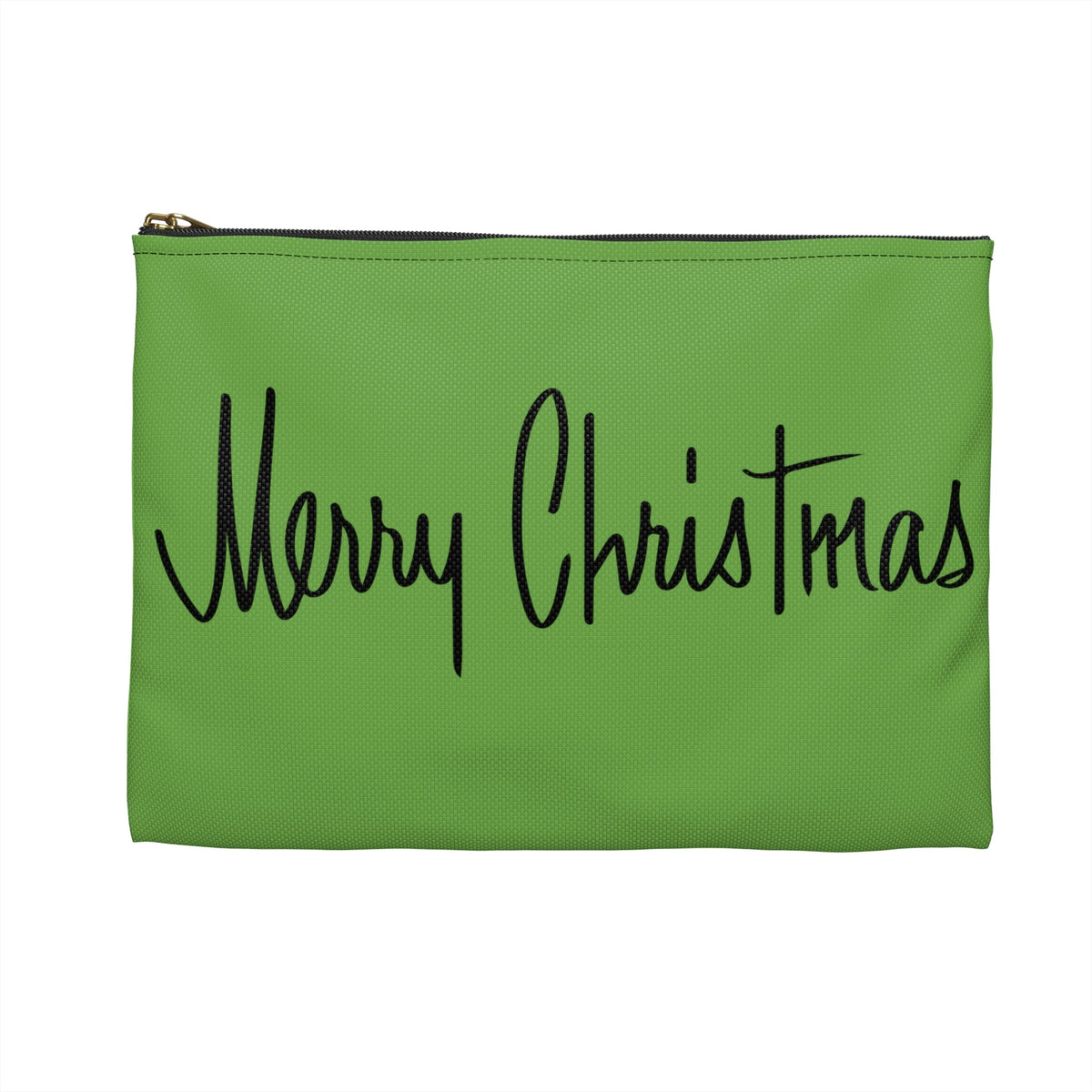 Merry Christmas Green Mid Century Retro Christmas Print Polyester Accessory Travel Pouch