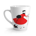 Christmas Lady With Black Scottie Dog At Mailbox Mid Century Retro Christmas Print Latte Coffee Mug