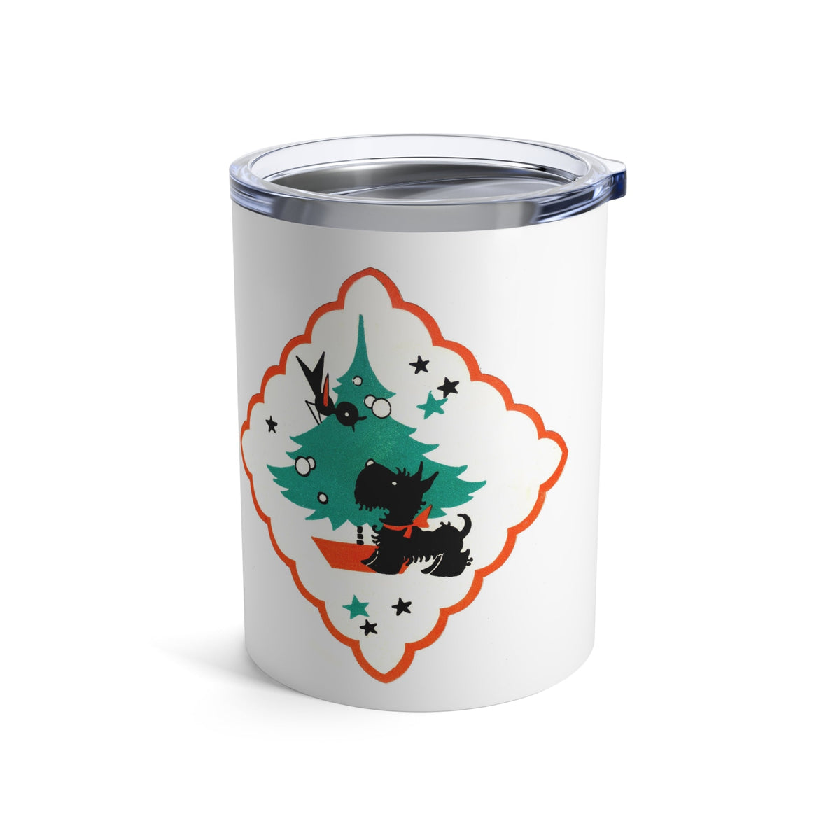 Scottie Christmas Tree Retro Christmas Print Stainless Steel Tumbler 10oz