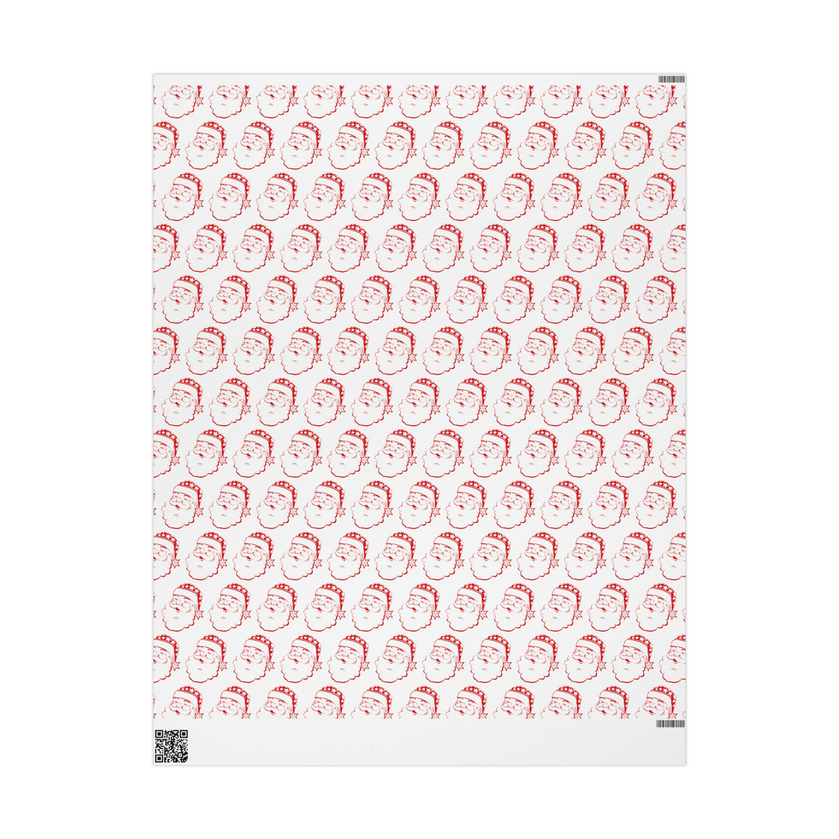 Red Santa Mid Century Retro Christmas Print Holiday Gift Wrap Paper - Glossy Or Matte