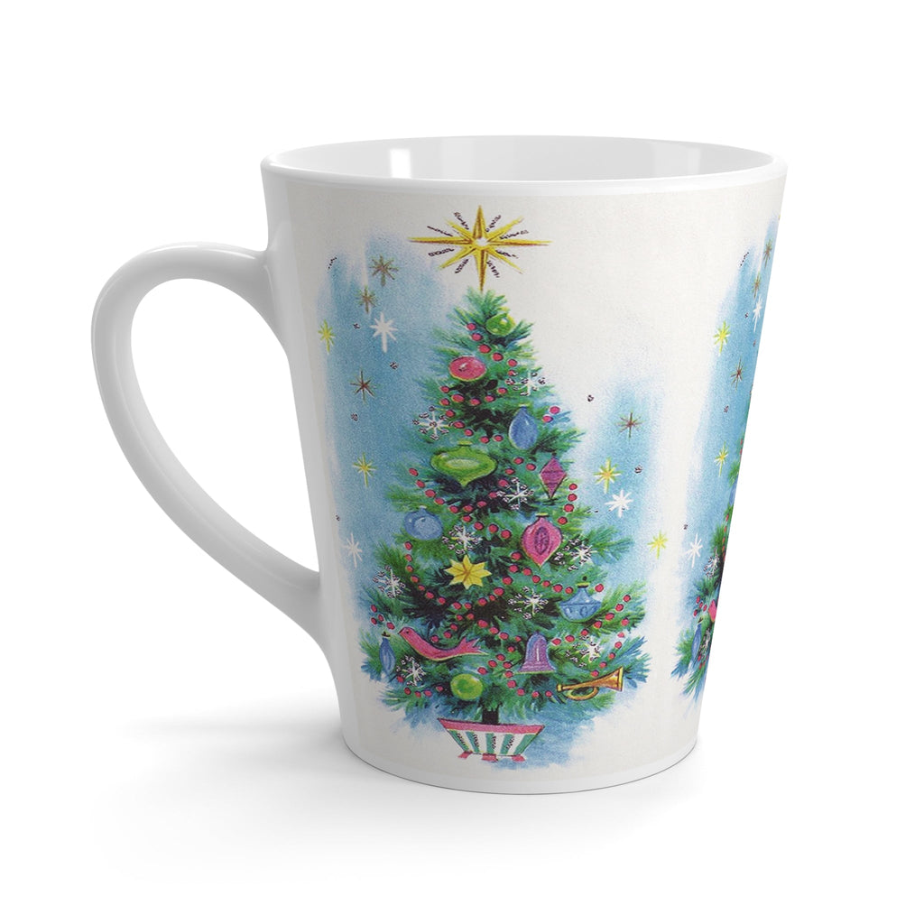 Christmas Trees Mid Century Retro Christmas Print Latte Coffee Mug