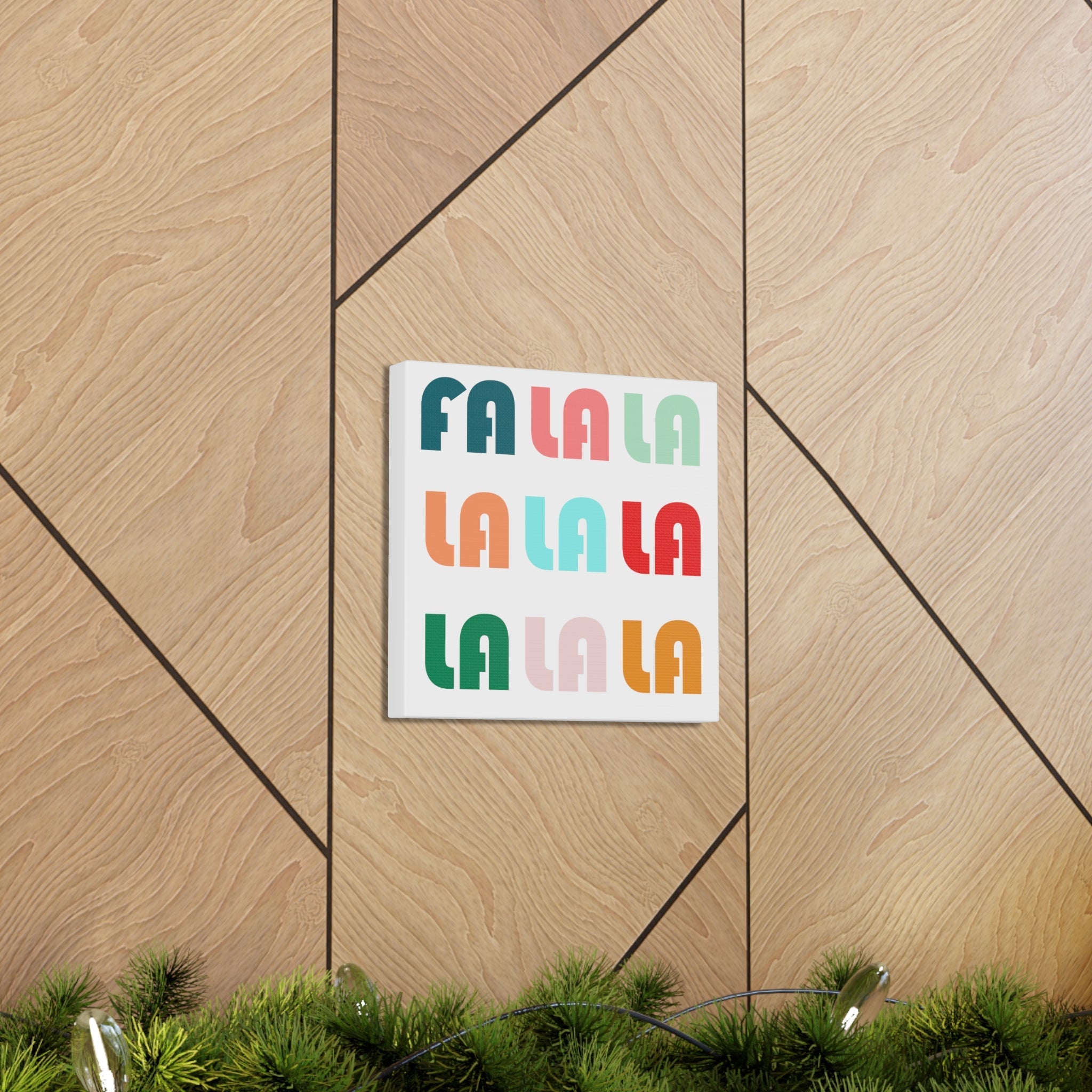 Fa La La La Christmas Retro Style Canvas Gallery Wraps