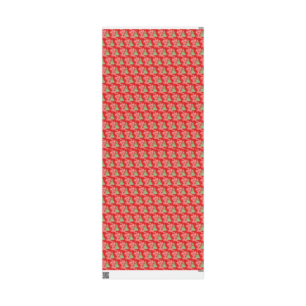 Merry Everything And Happy Always Cute Christmas Tree Retro Style Christmas Holiday Gift Wrap Paper - Glossy Or Matte