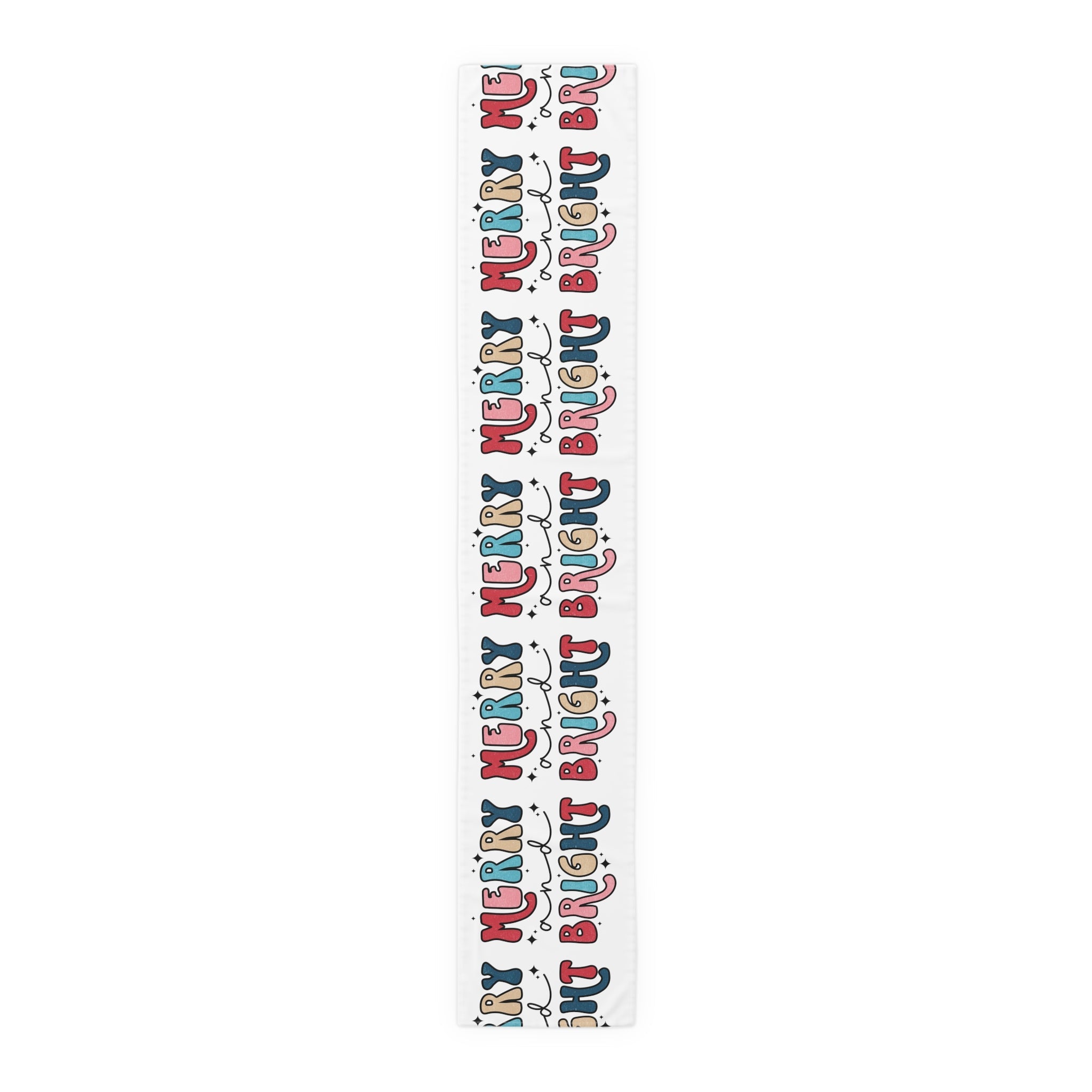 Merry And Bright Christmas Print Home Decor Cotton Poly Table Runner