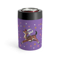 Reindeer Stars Mid Century Purple Retro Christmas Print Stainless Steel Can Holder