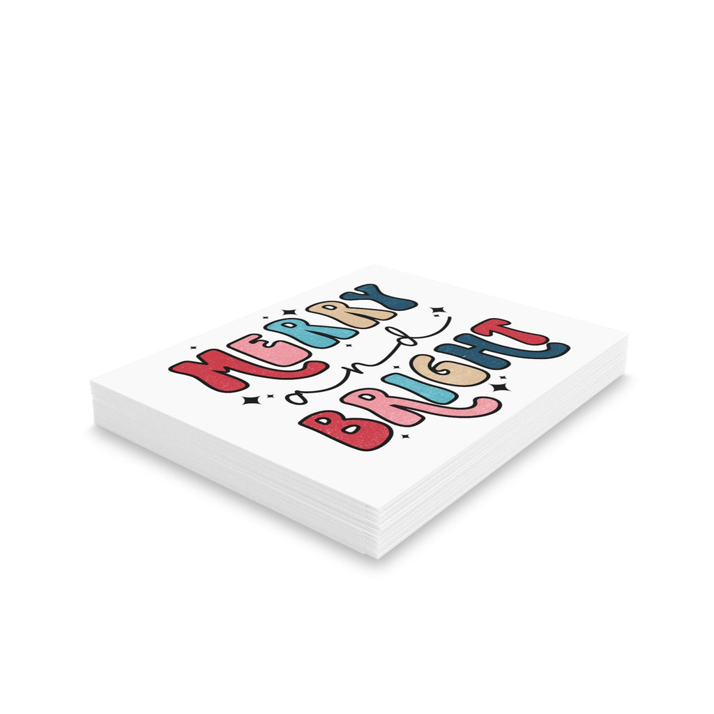 Merry And Bright Christmas Print Matte Greeting Cards (8, 16, and 24 pcs)