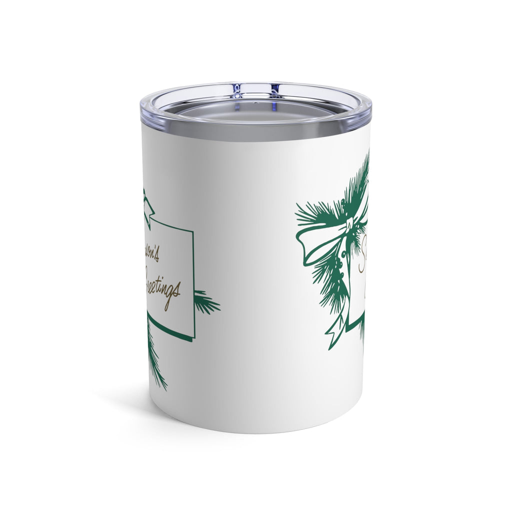 Season's Greetings Holly Mid Century Retro Christmas Print Stainless Steel Tumbler 10oz