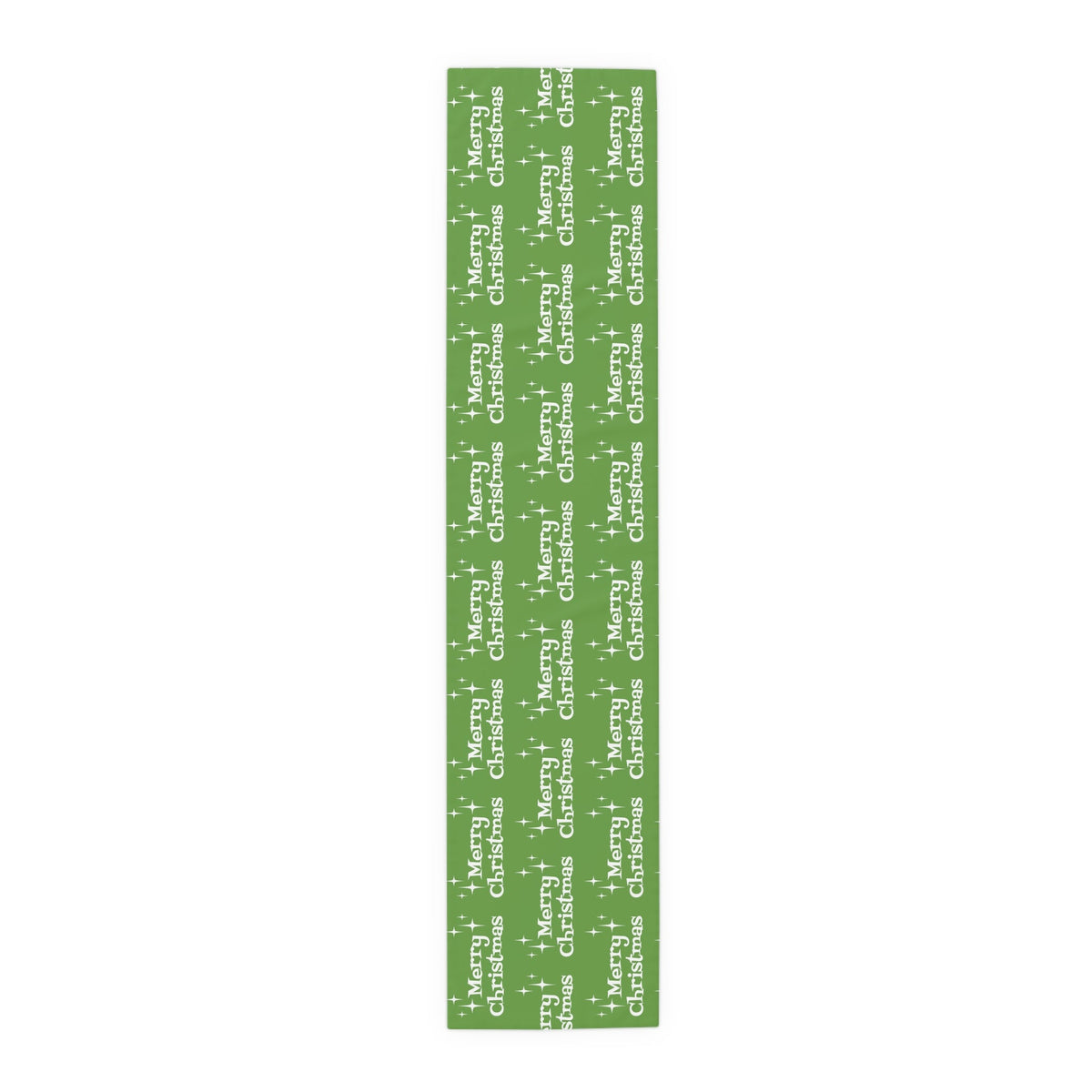 Merry Christmas Starburst Atomic Mid Century Retro Style Christmas Decor Green Cotton Poly Table Runner