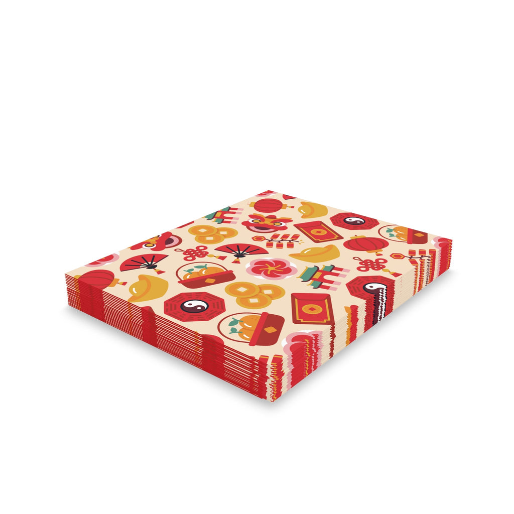 Lunar New Year Of The Dragon Spring Festival Holiday Matte Greeting Cards (8, 16, and 24 pcs)
