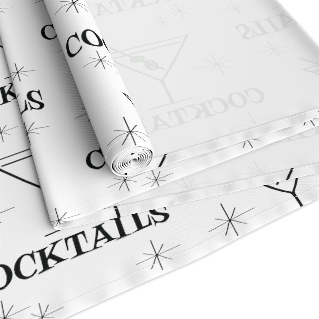 Martini Cocktails Atomic Mid Century Retro Style Print Cotton Poly Table Runner