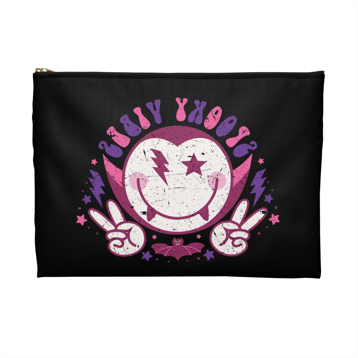 Spooky Vibes Cute Dracula Vampire Halloween Print Polyester Accessory Pouch Travel Bag