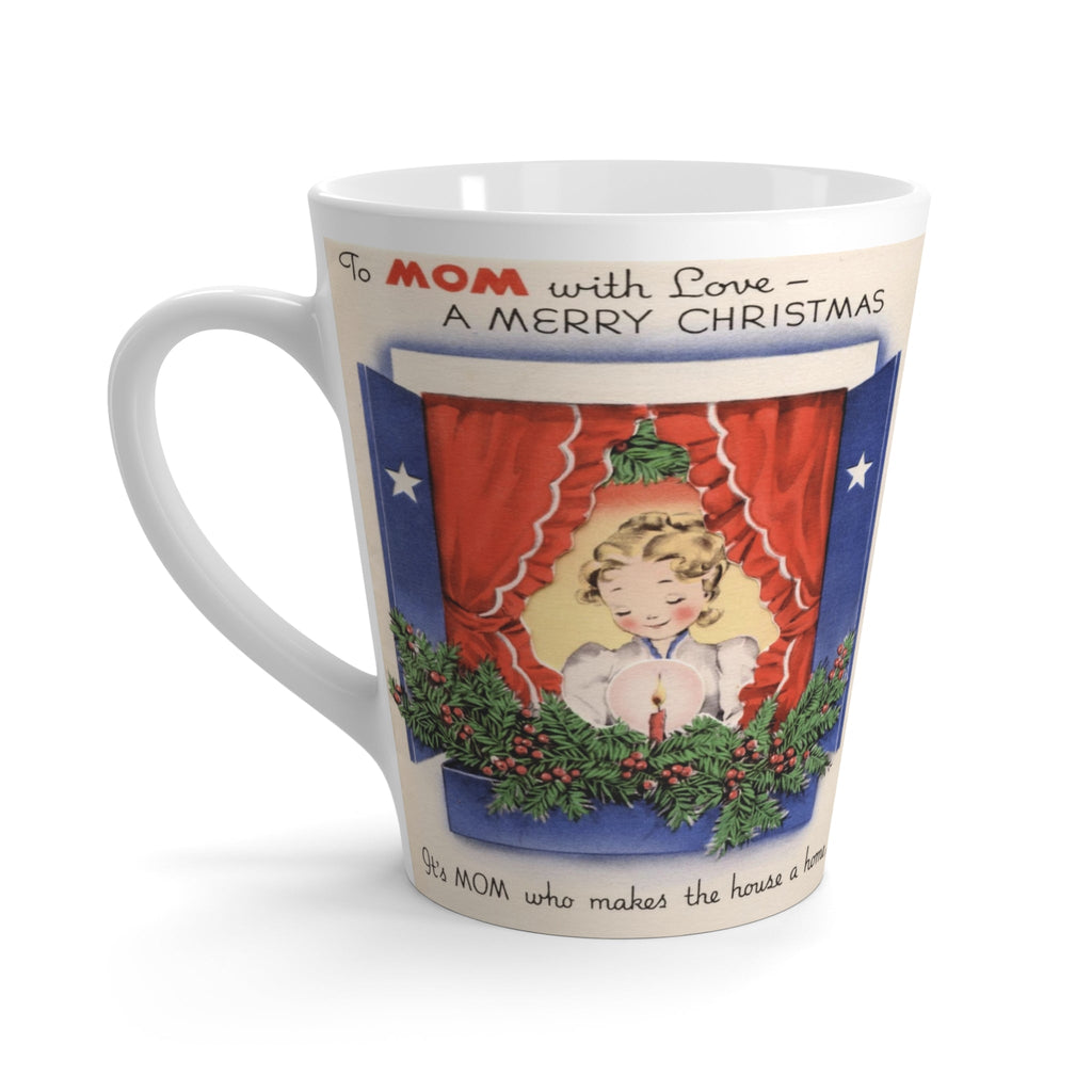 To Mom With Love Merry Christmas Mid Century Retro Christmas Print Latte Coffee Mug
