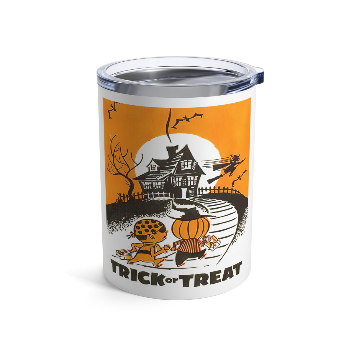 Trick Or Treat Haunted House Retro Halloween Print Stainless Steel Tumbler 10oz