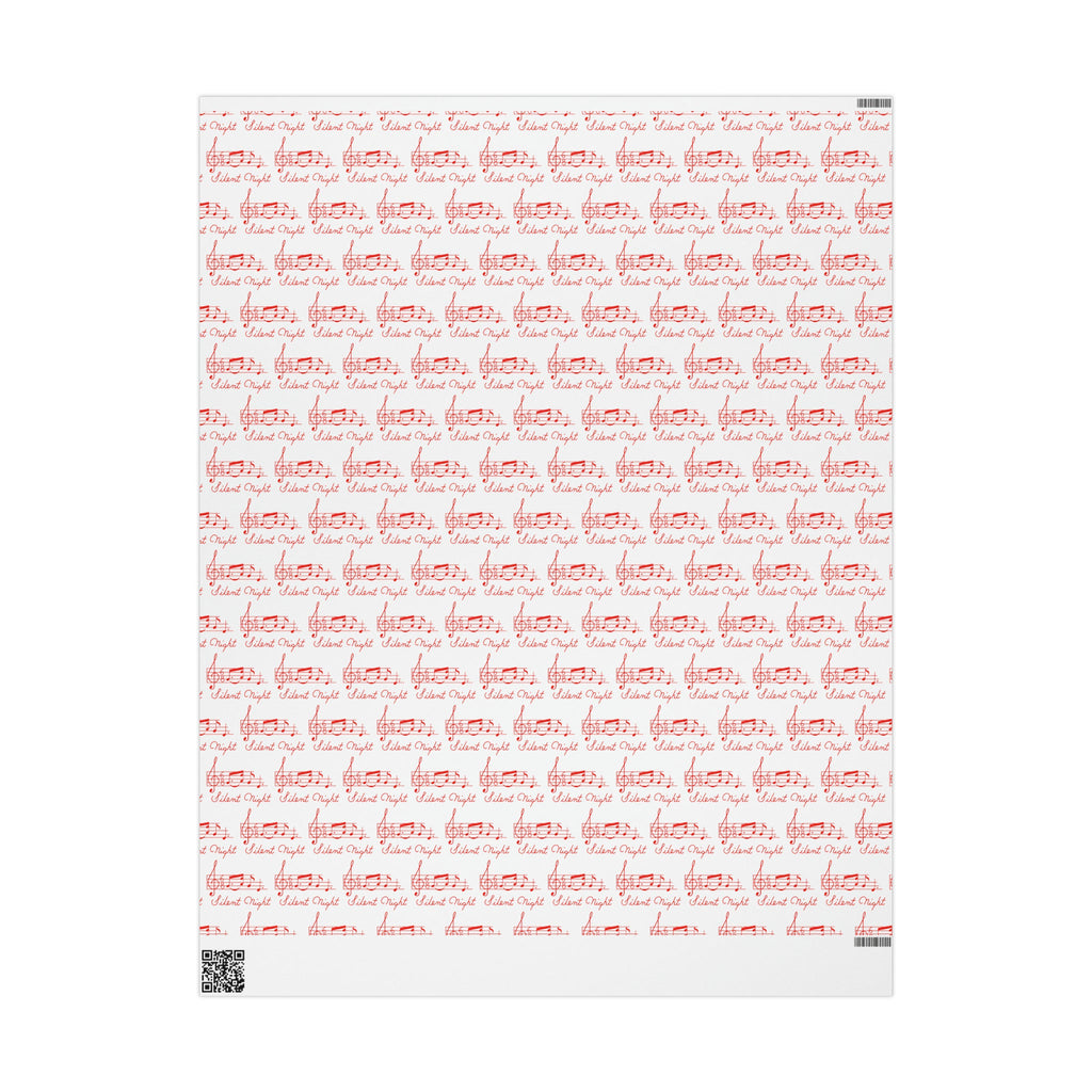 Silent Night Red Sheet Music Mid Century Retro Christmas Print Holiday Gift Wrap Paper - Glossy Or Matte