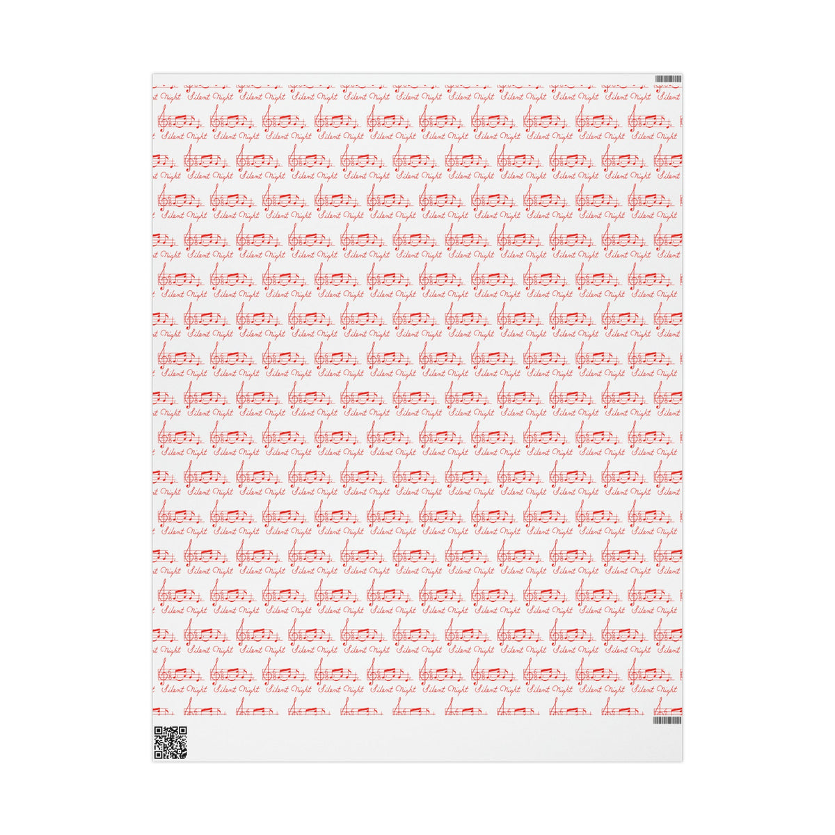 Silent Night Red Sheet Music Mid Century Retro Christmas Print Holiday Gift Wrap Paper - Glossy Or Matte