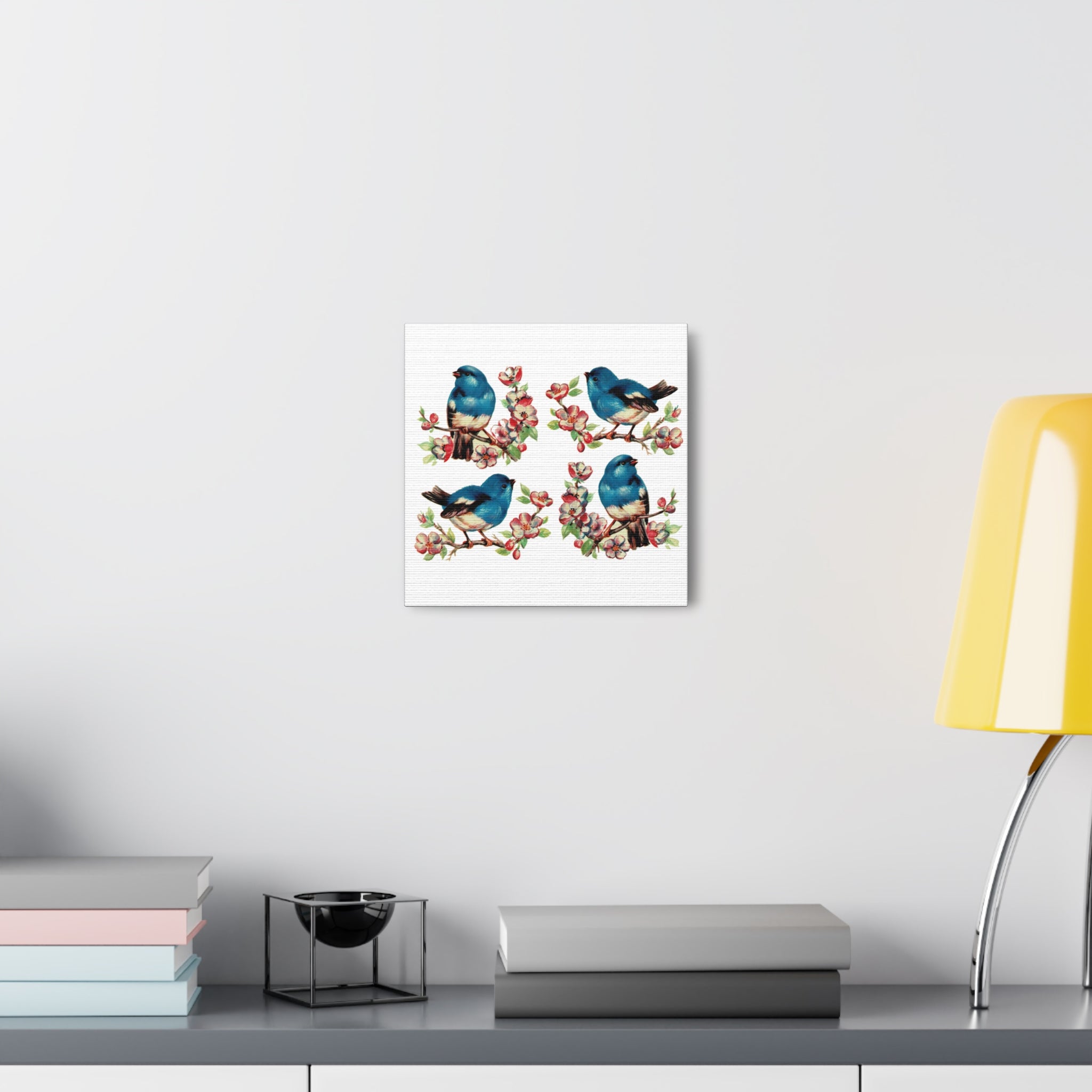 Bluebirds Canvas Gallery Wrap - Retro Style