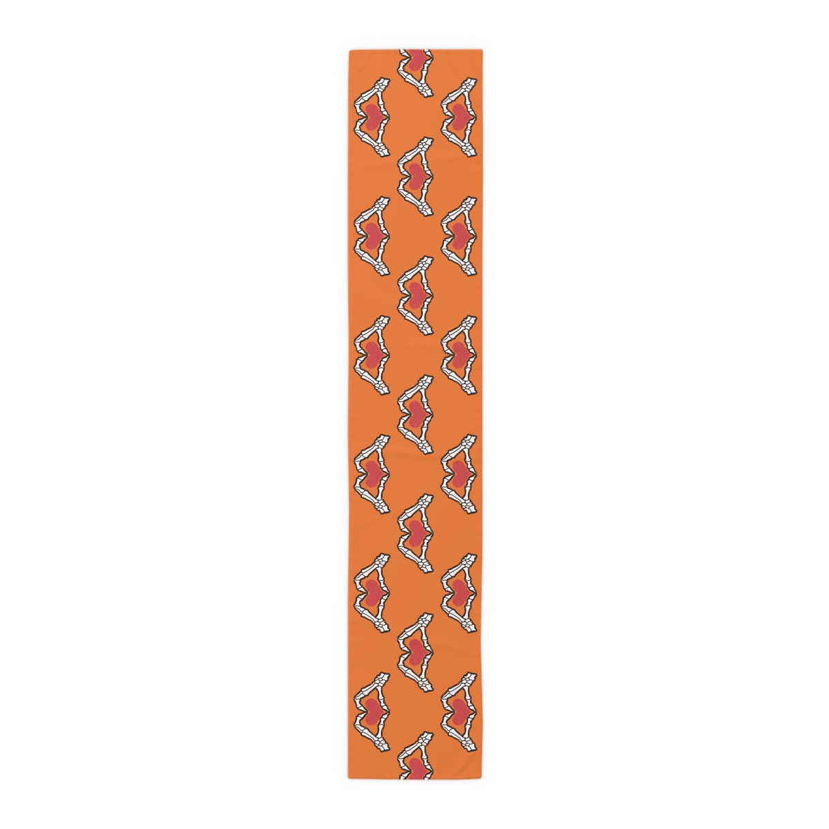 Skeleton Heart Hands Halloween Decor Orange Cotton Poly Table Runner