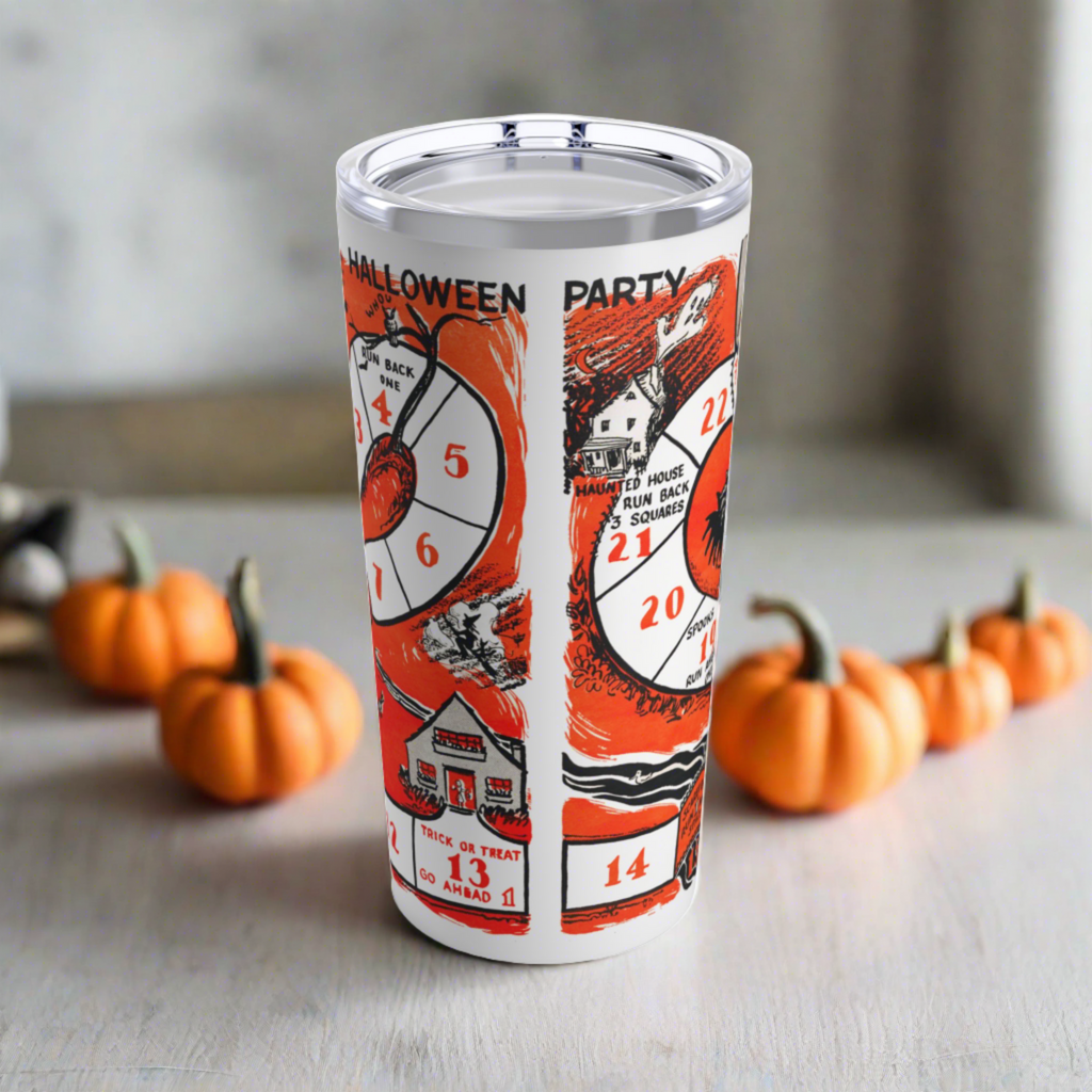 Halloween Party Board Game Retro Halloween Print Stainless Steel Tumbler 20oz