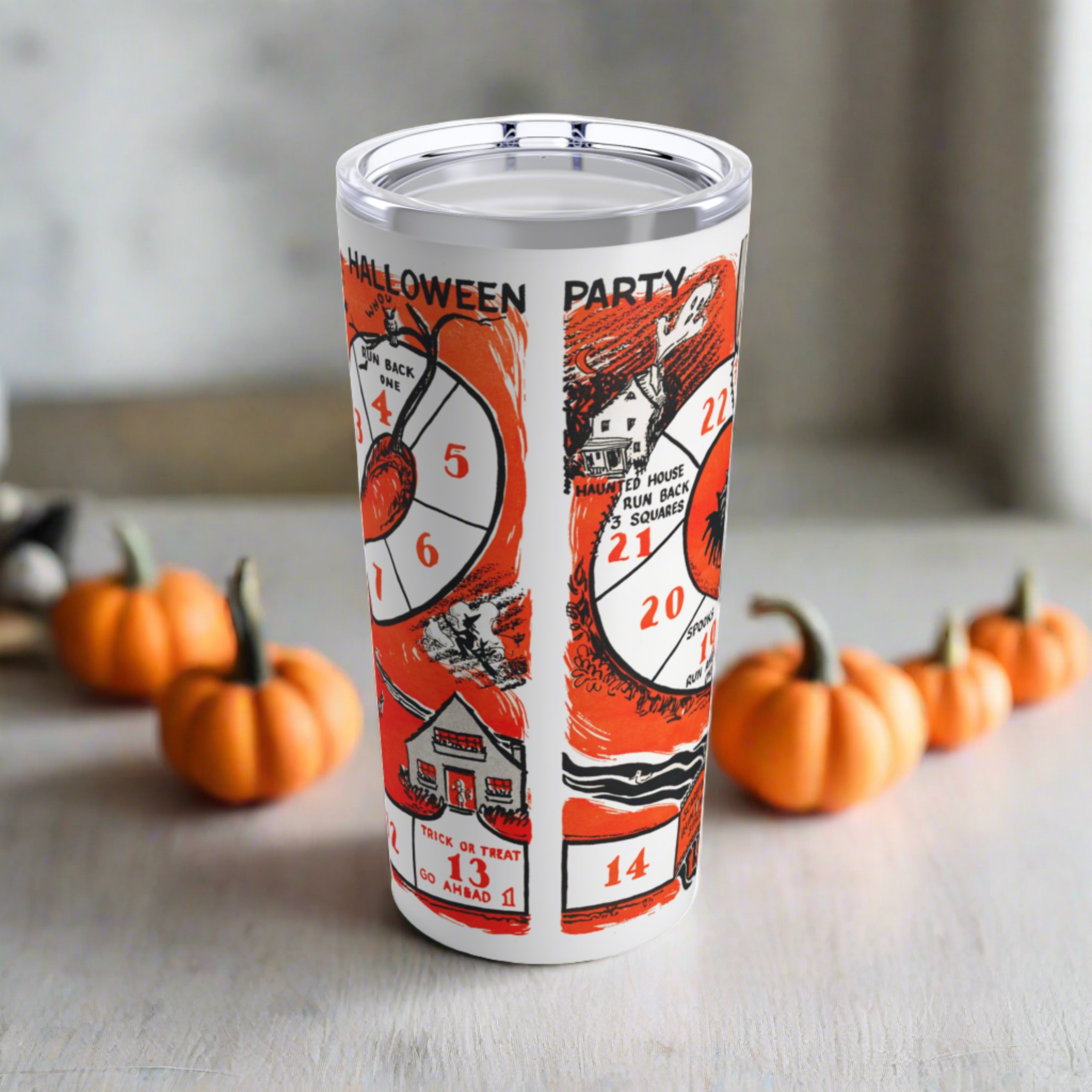Halloween Party Board Game Retro Halloween Print Stainless Steel Tumbler 20oz