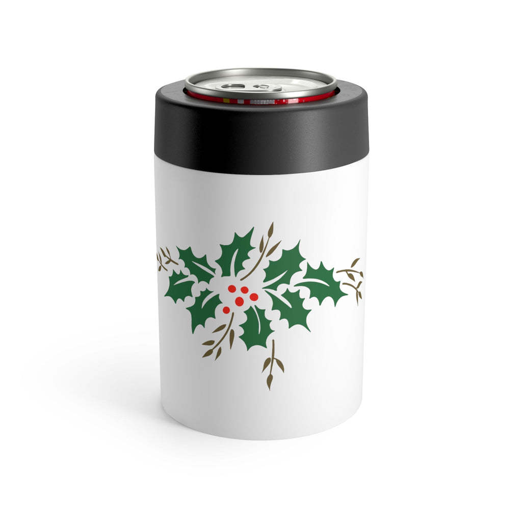 Christmas Holly Mid Century Retro Christmas Print Stainless Steel Can Holder