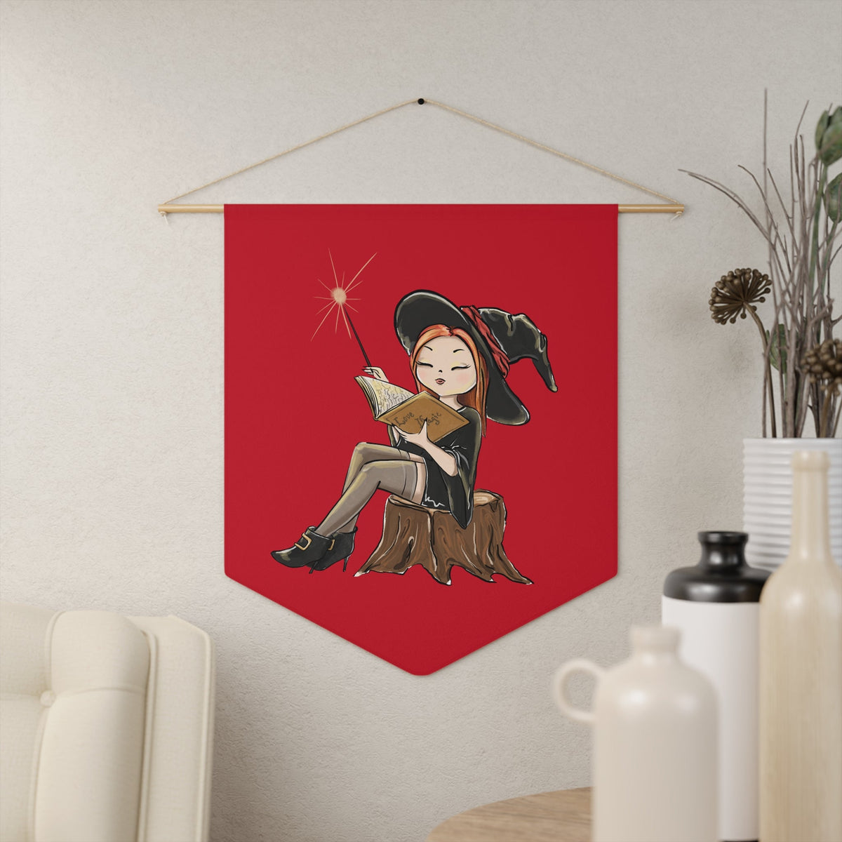 Love Magic Red Witch Halloween Print Wall Hanging Banner Flag