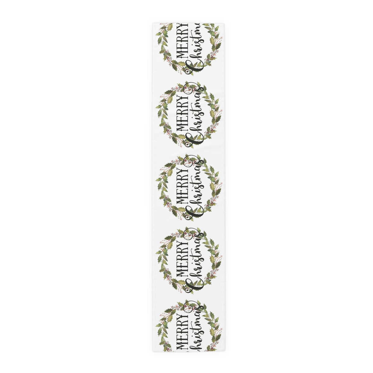 Merry Christmas Wreath Retro Style Christmas Print Home Decor Cotton Poly Table Runner