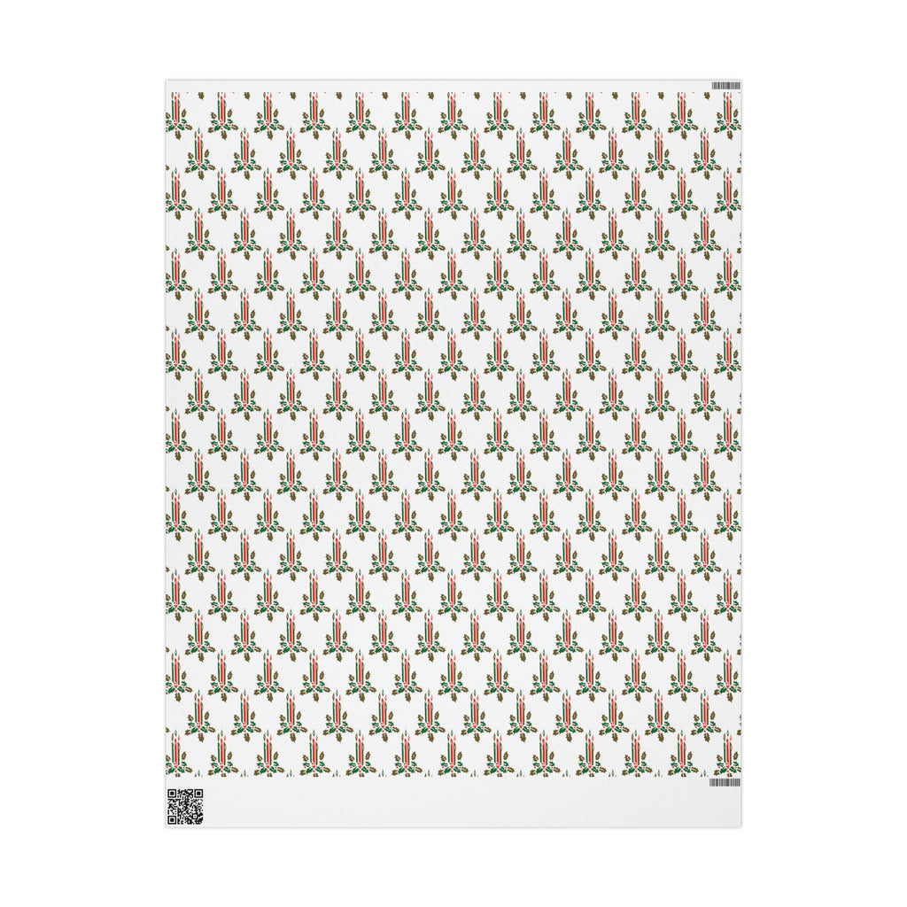 Christmas Candles With Holly Mid Century Retro Christmas Print Holiday Gift Wrap Paper - Glossy Or Matte