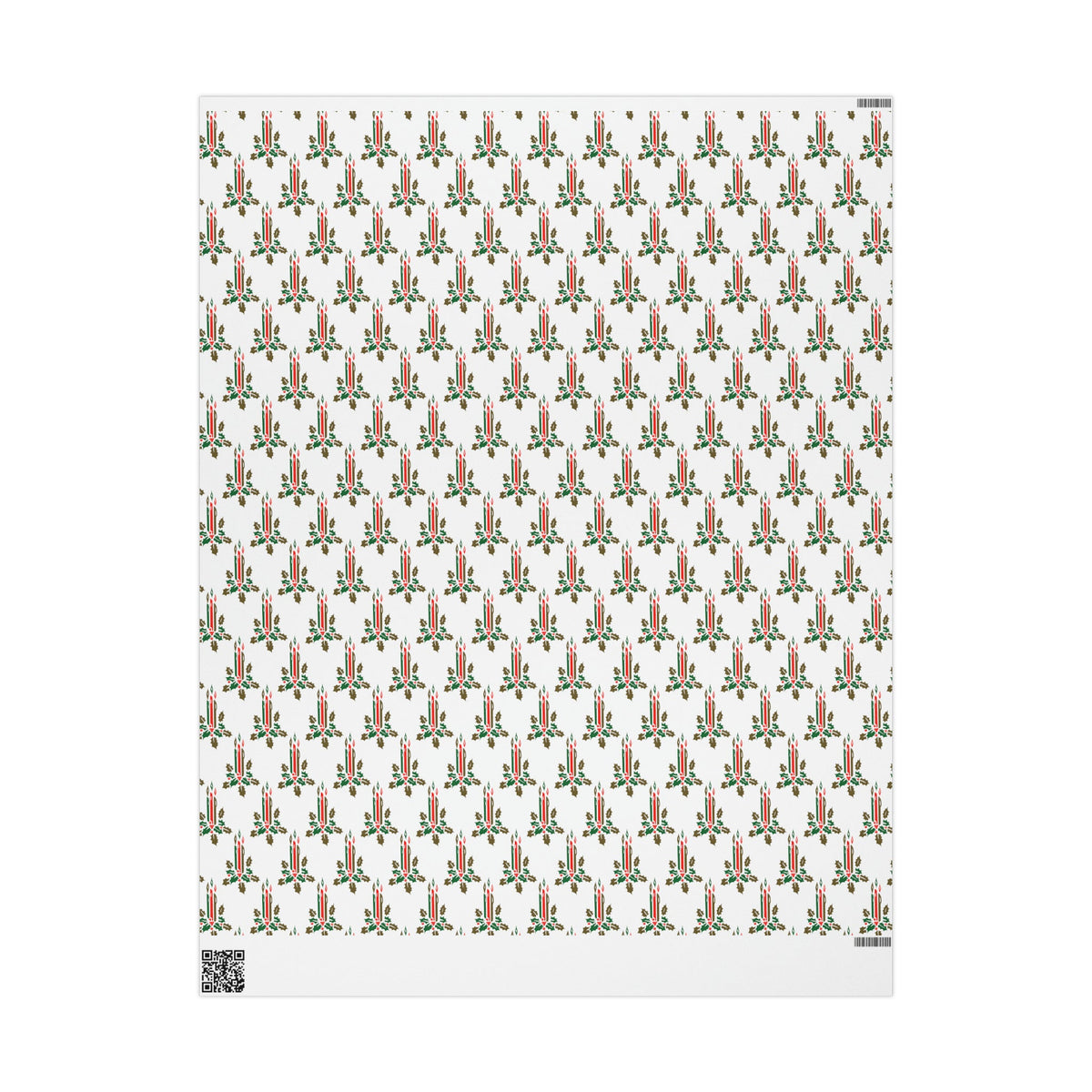 Christmas Candles With Holly Mid Century Retro Christmas Print Holiday Gift Wrap Paper - Glossy Or Matte