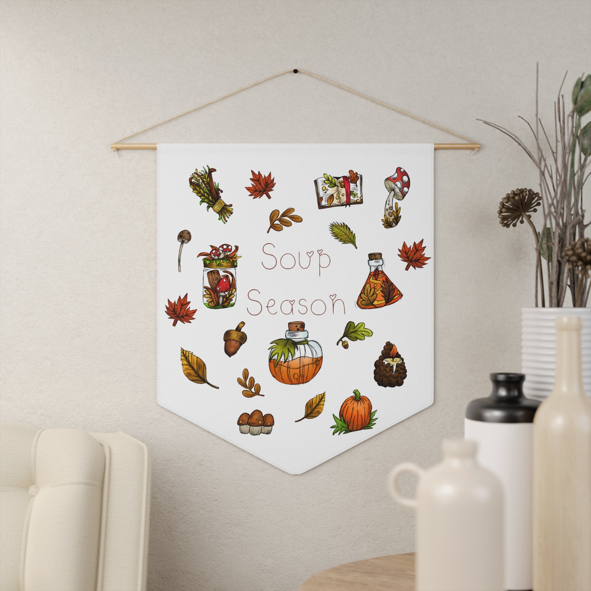 Soup Season Fall Autumn Decor Print Wall Hanging Banner Flag