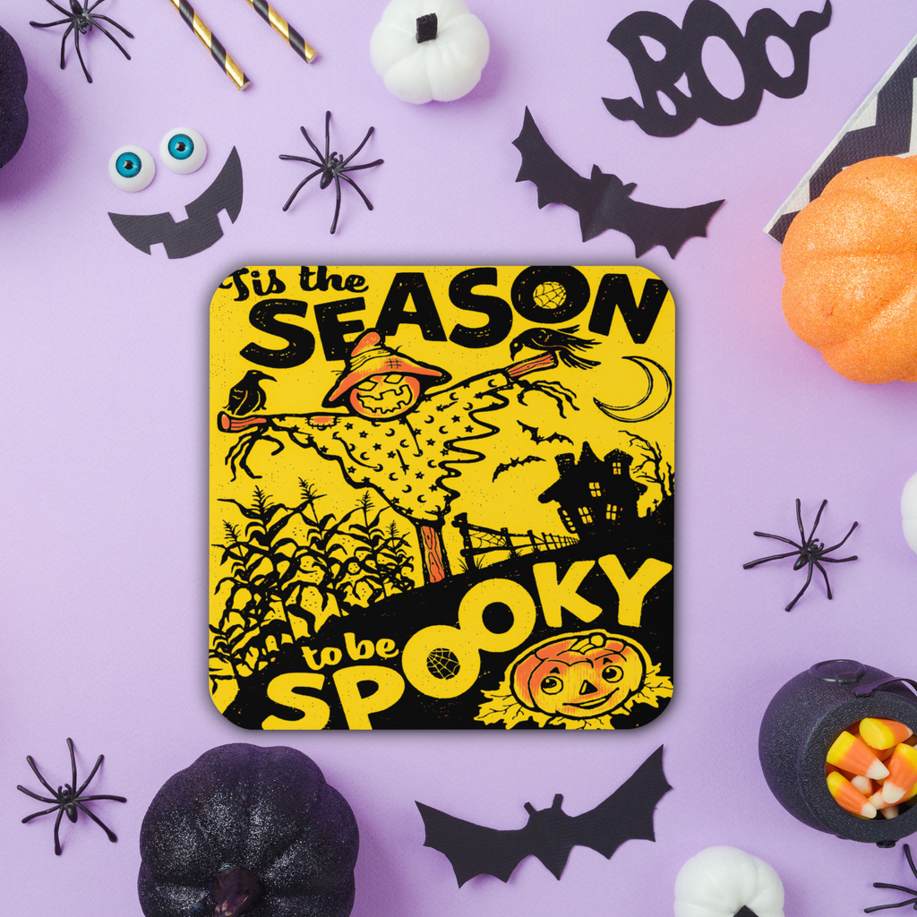 Tis The Season To Be Spooky Retro Halloween Cork-back Coaster