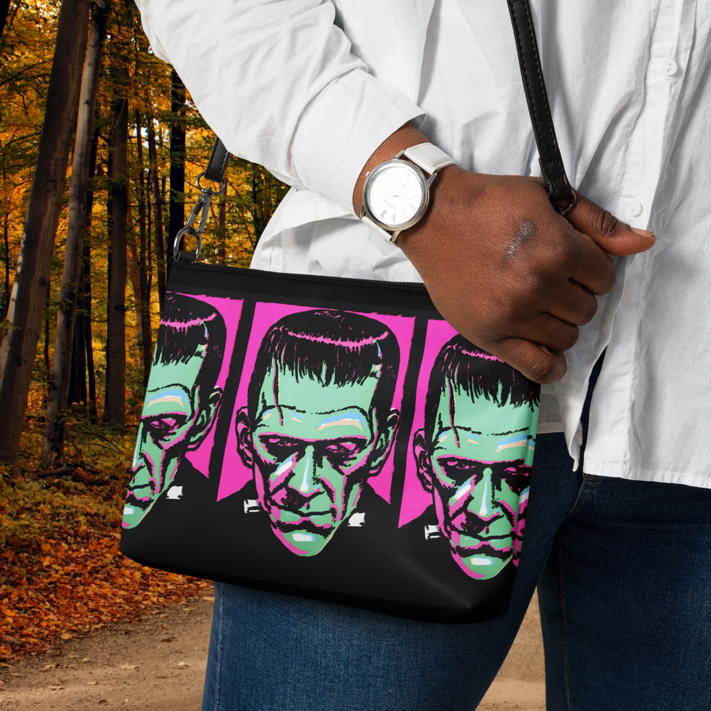 Frankenstein Monster Gothic Horror Retro Halloween Print Crossbody Bag Purse