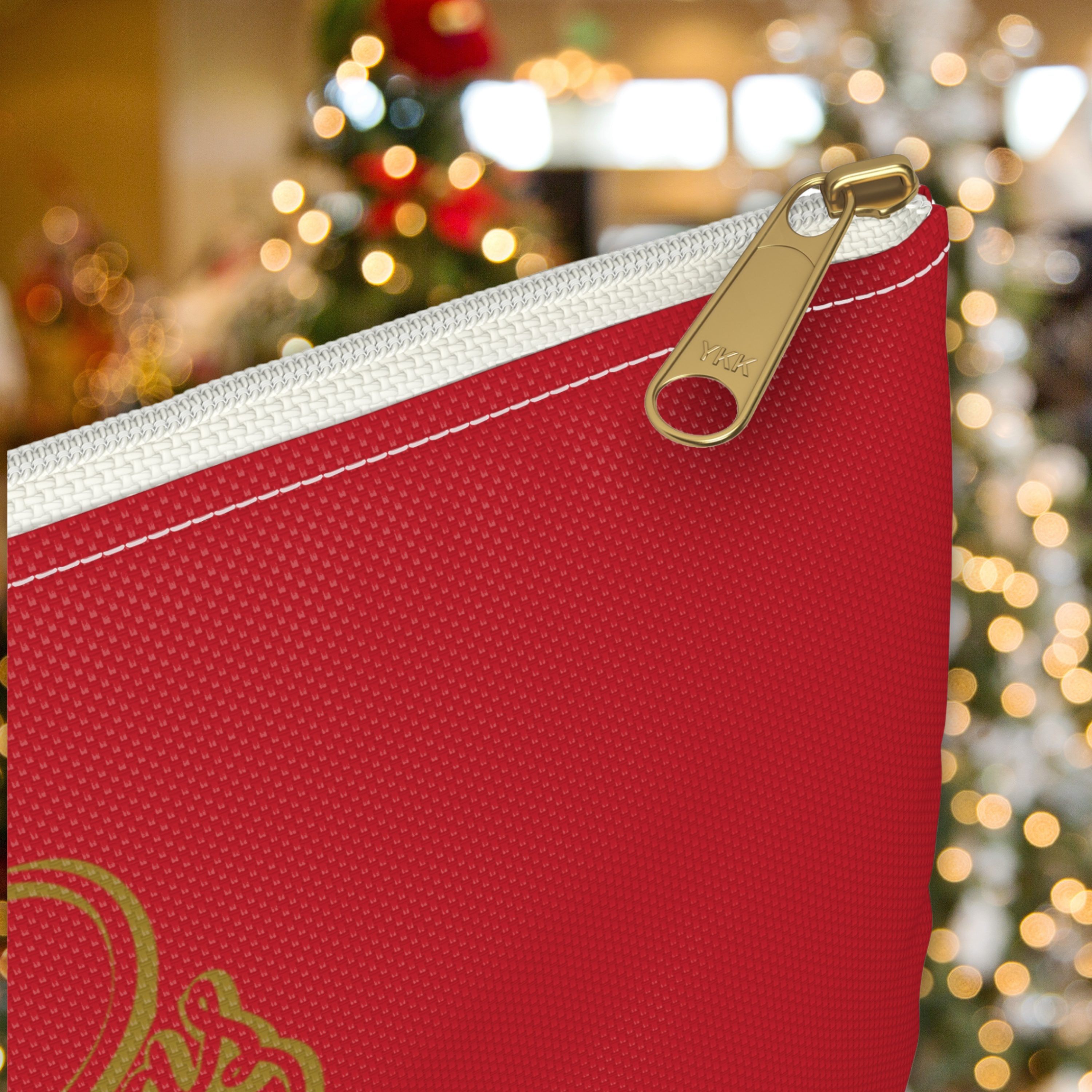 Merry Christmas Reindeer Tree Red Retro Christmas Print Polyester Accessory Pouch Travel Bag