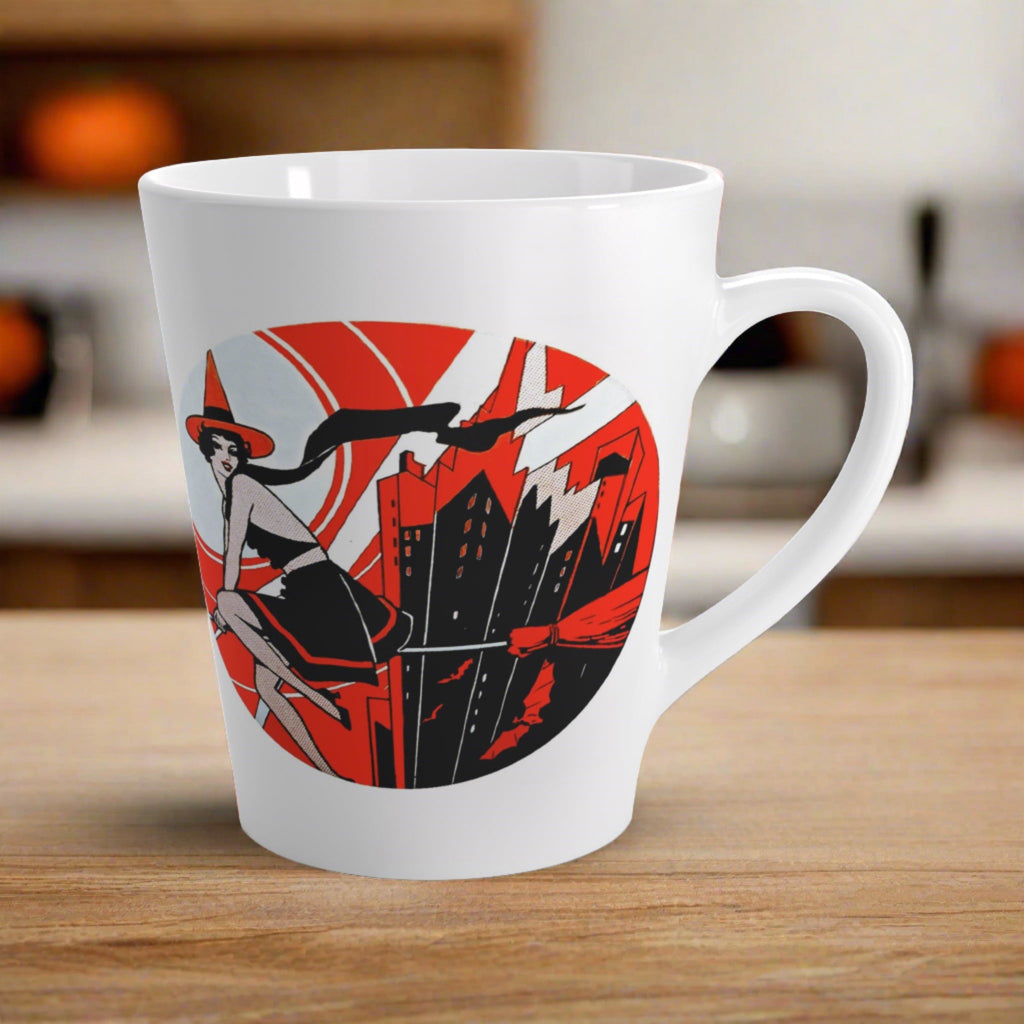 Flapper Witch Retro Deco Vintage Halloween Print Latte Coffee Mug