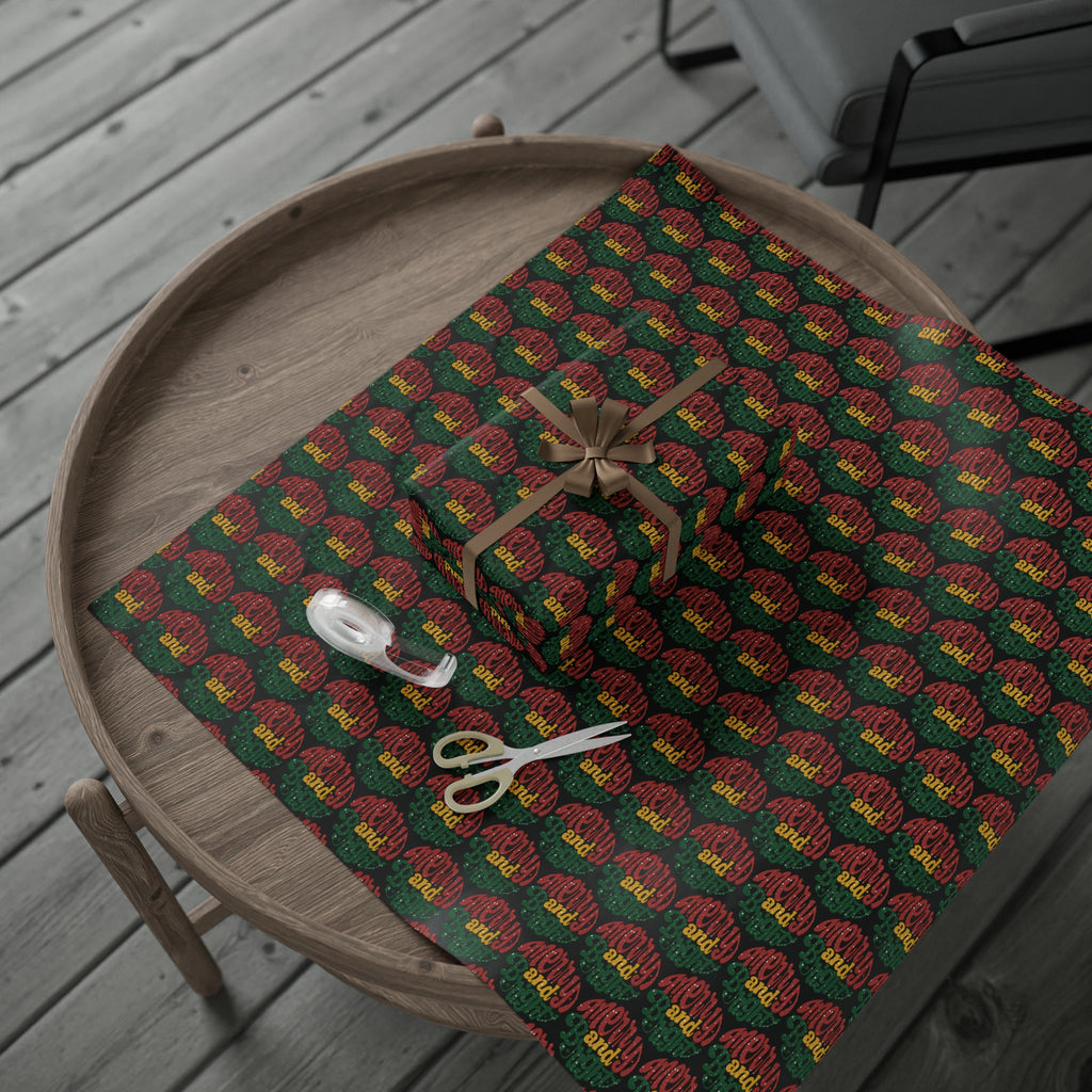 Merry And Bright Black Christmas Print Holiday Gift Wrap Paper - Glossy Or Matte