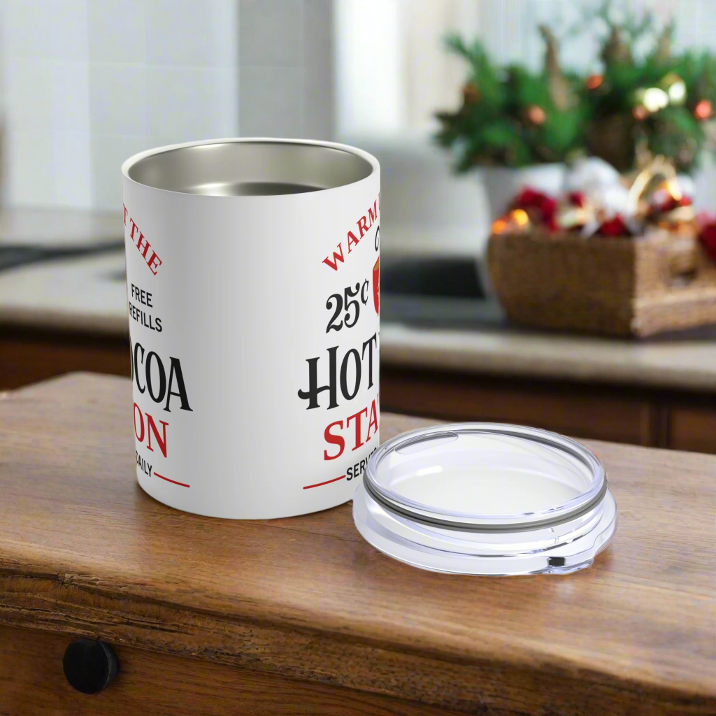 Warm Up At The Hot Cocoa Station Drink Tumbler Travel Christmas Mug