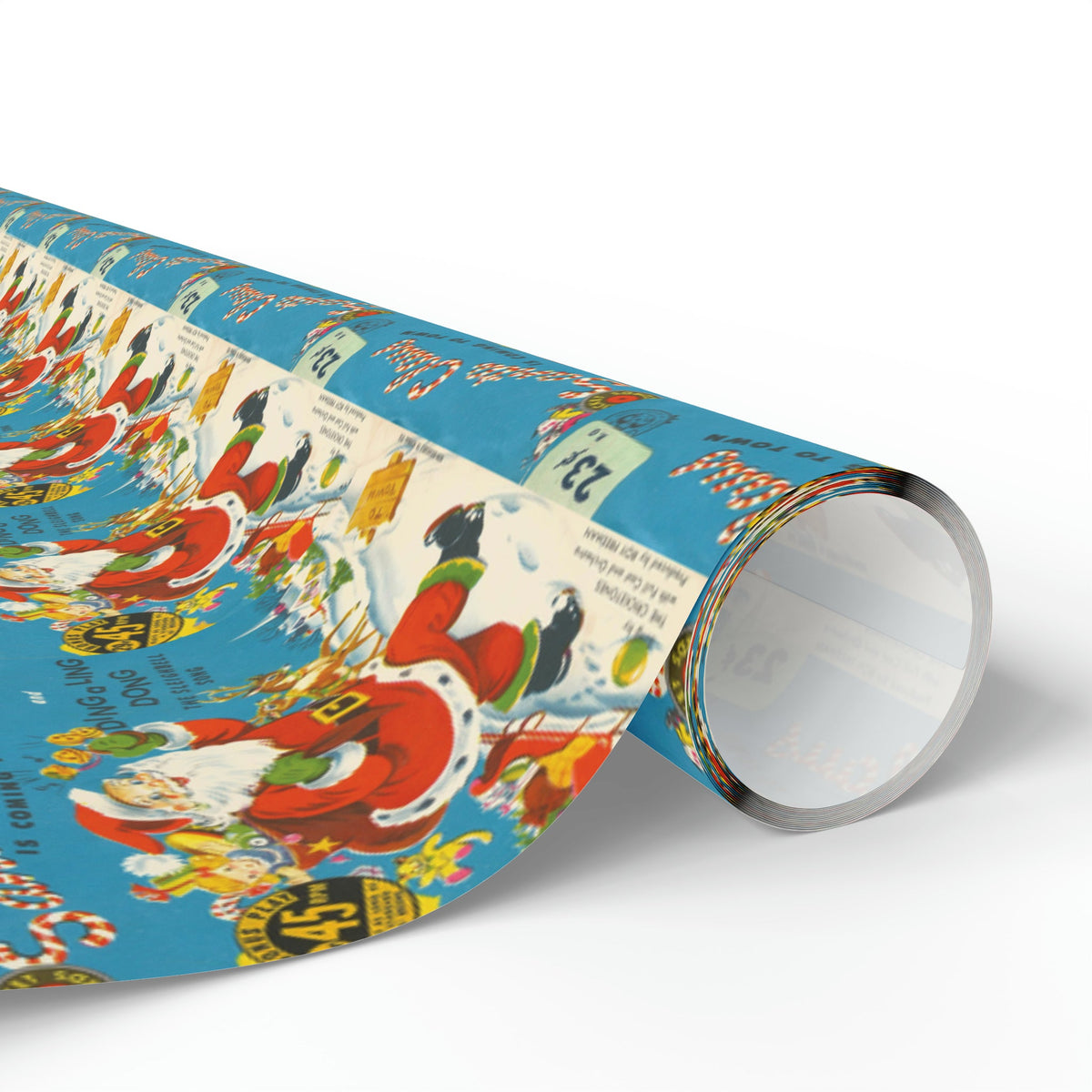 Santa Claus Is Coming To Town Record Cover Mid Century Retro Christmas Print Holiday Gift Wrap Paper - Glossy Or Matte
