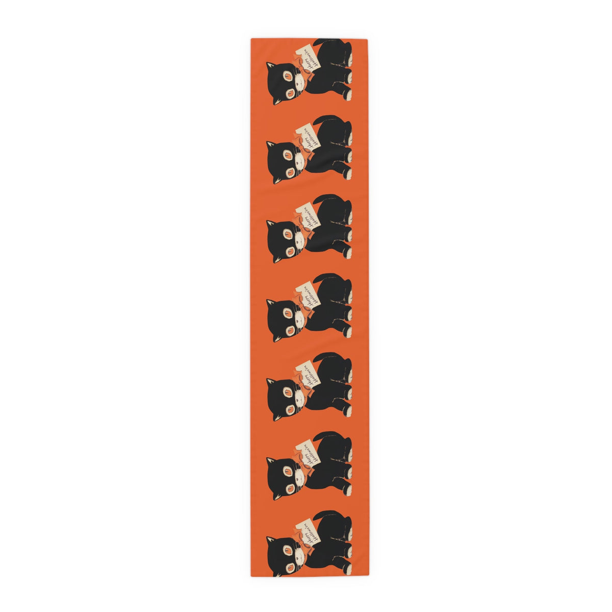 Happy Halloween Black Cat Retro Halloween Print Decor Cotton Poly Table Runner